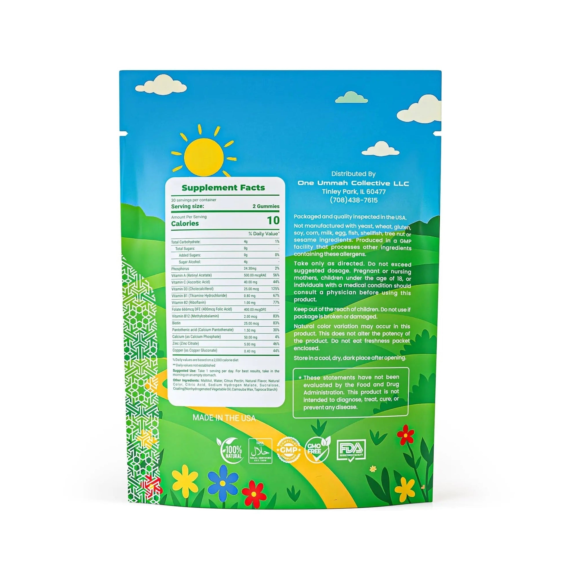 Halal Certified Kids Multivitamin Gummies - Sugar Free, Easy Digestion & High Absorption - Packed with Essential Nutrients One Ummah buy supplements canada