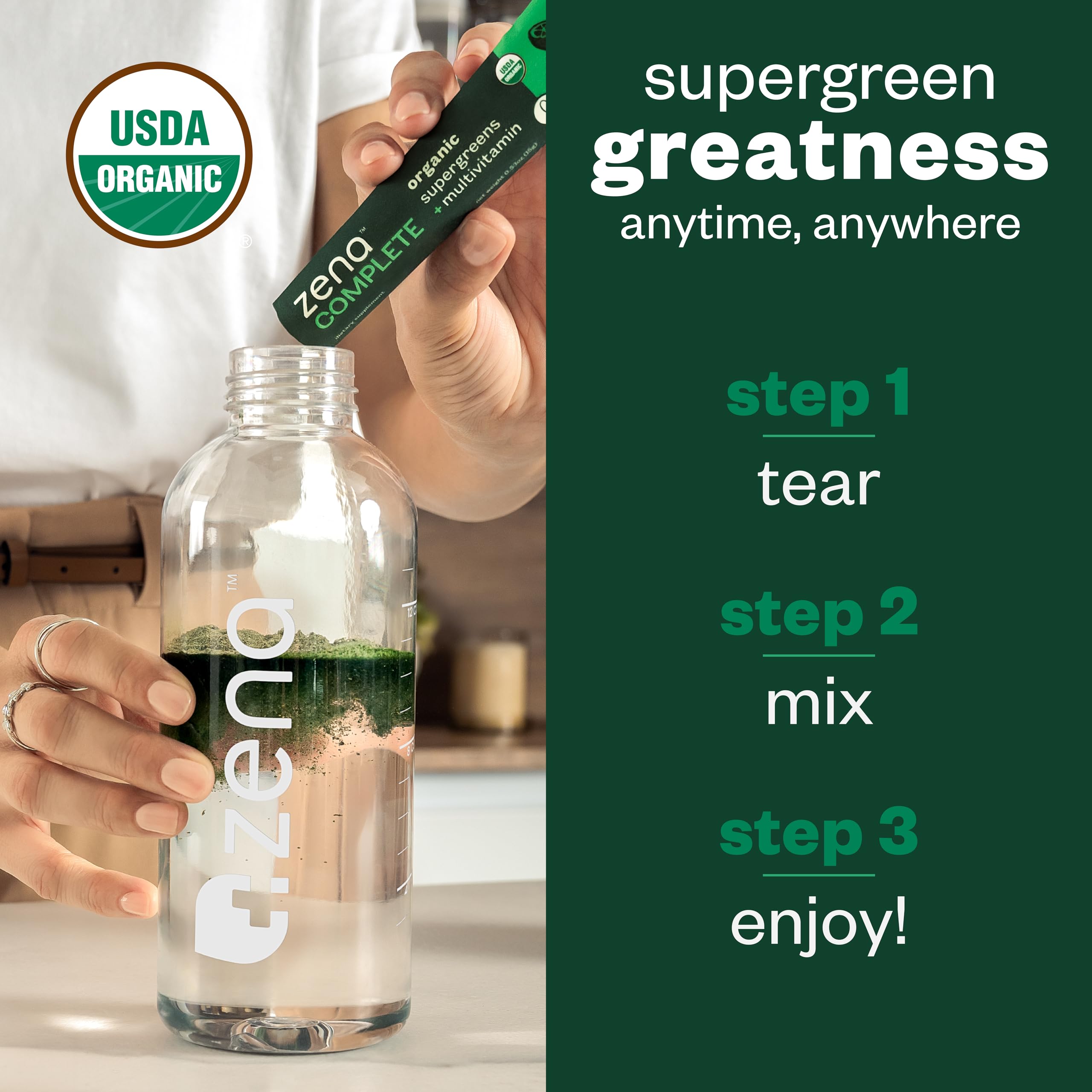 Zena Complete Organic Super Greens Powder & Multivitamin, 90+ Supergreens, Fruits, Veggies, Pre & Probiotics, Watermelon Citrus Flavor Zena Nutrition buy supplements canada