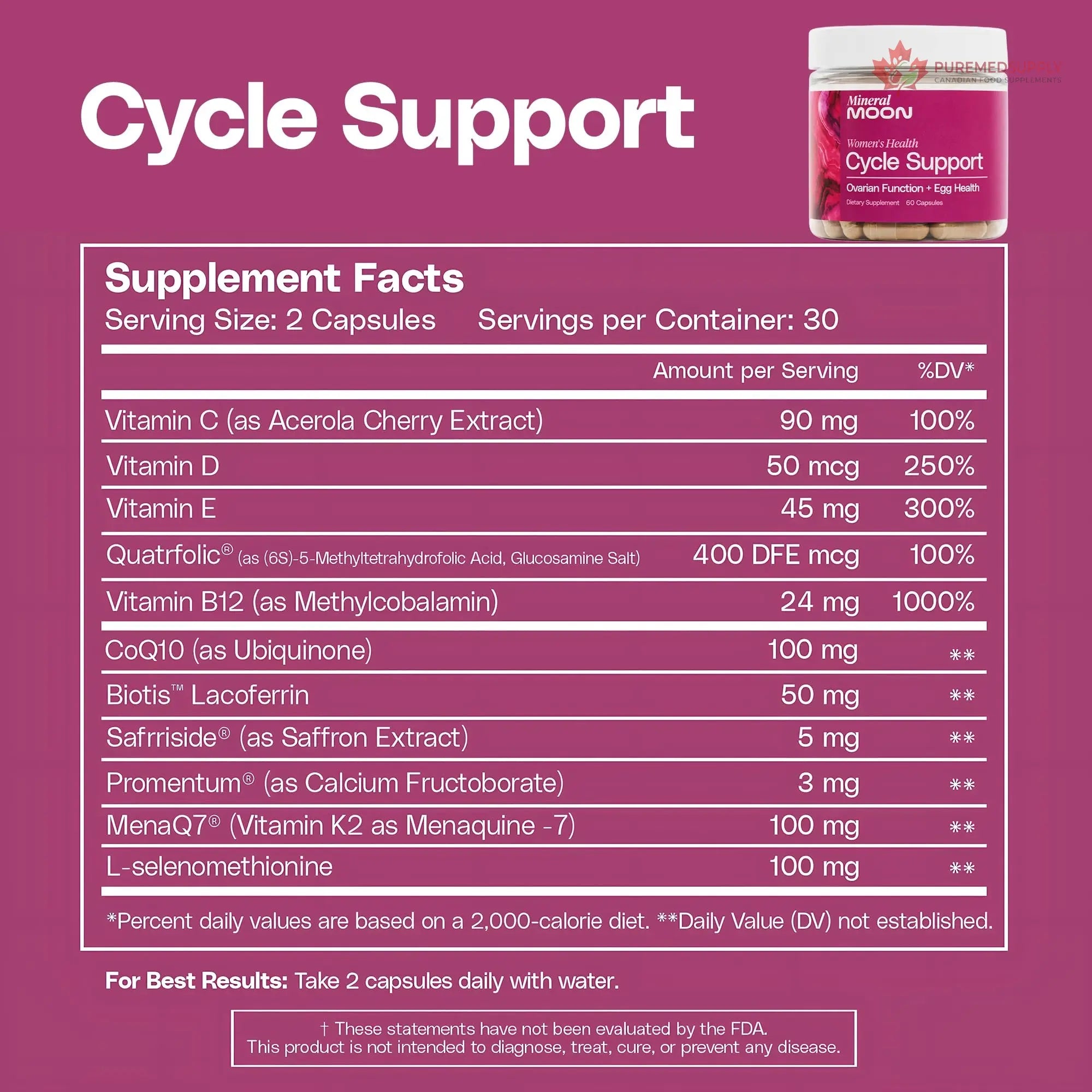 Mineral Moon Hormonal Support Bundle - Menstrual Supplement + Cycle Support - Aid Ovulation, Hormonal Balance & PMS Support - Reduce Period Cramps & Fatigue - Antioxidant Ovarian Support Vitamins Mineral Moon buy supplements canada