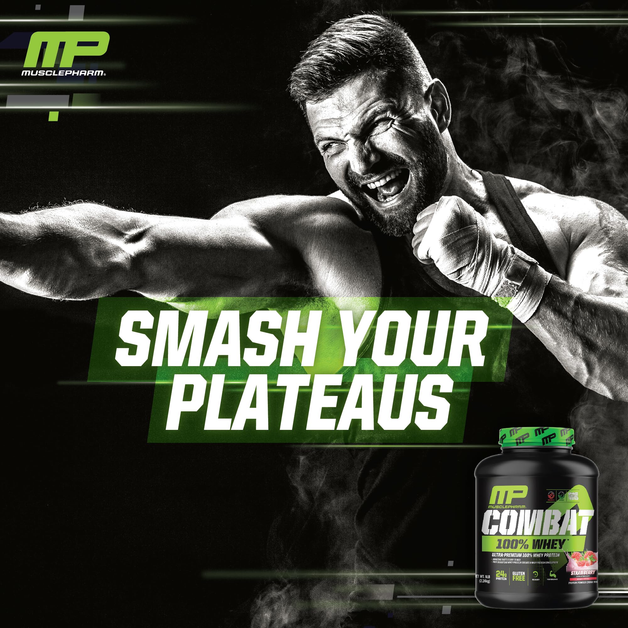 MusclePharm Combat 100% Whey Protein Powder, Strawberry Cream Flavor Muscle Pharm buy supplements canada