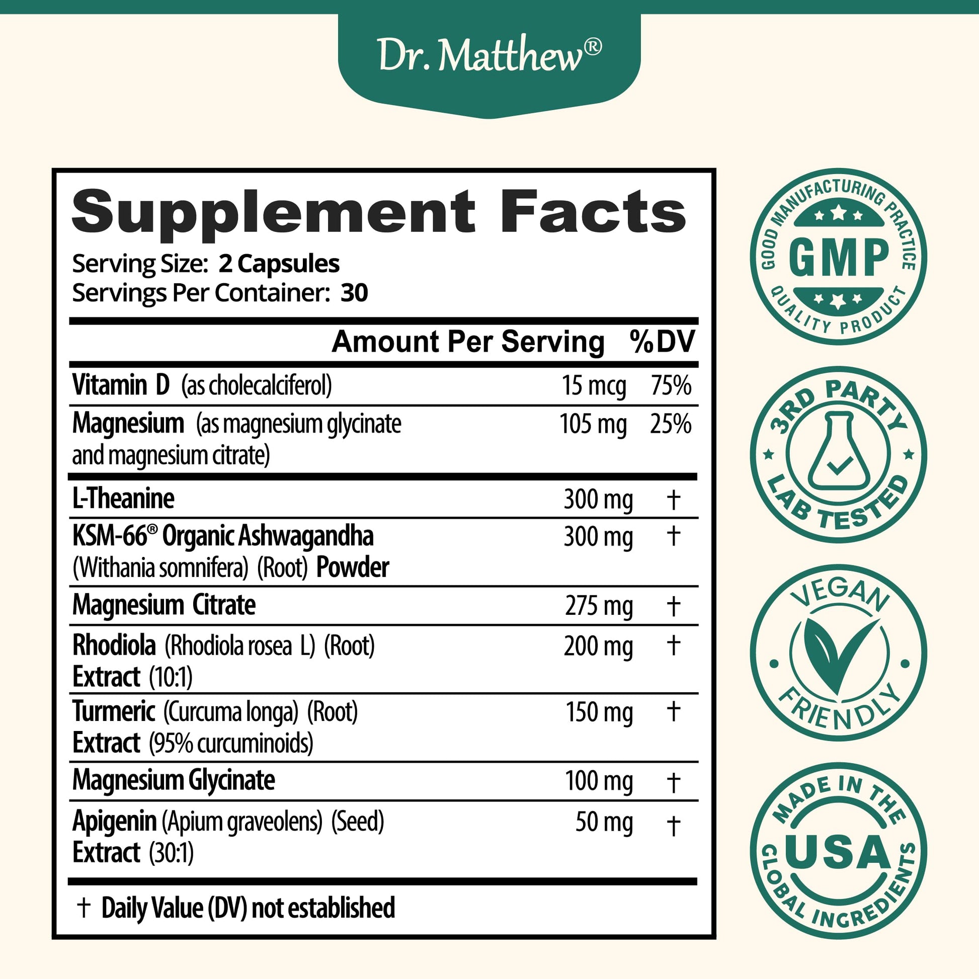 Cortisol Reducer & Adrenal Support Supplement–Natural Stress Relief with Ashwagandha KSM-66, Magnesium Glycinate & Citrate, L-Theanine, Rhodiola, Apigenin, Turmeric & Vitamin D3–Calm Mood & Relaxation Dr. Matthew buy supplements canada