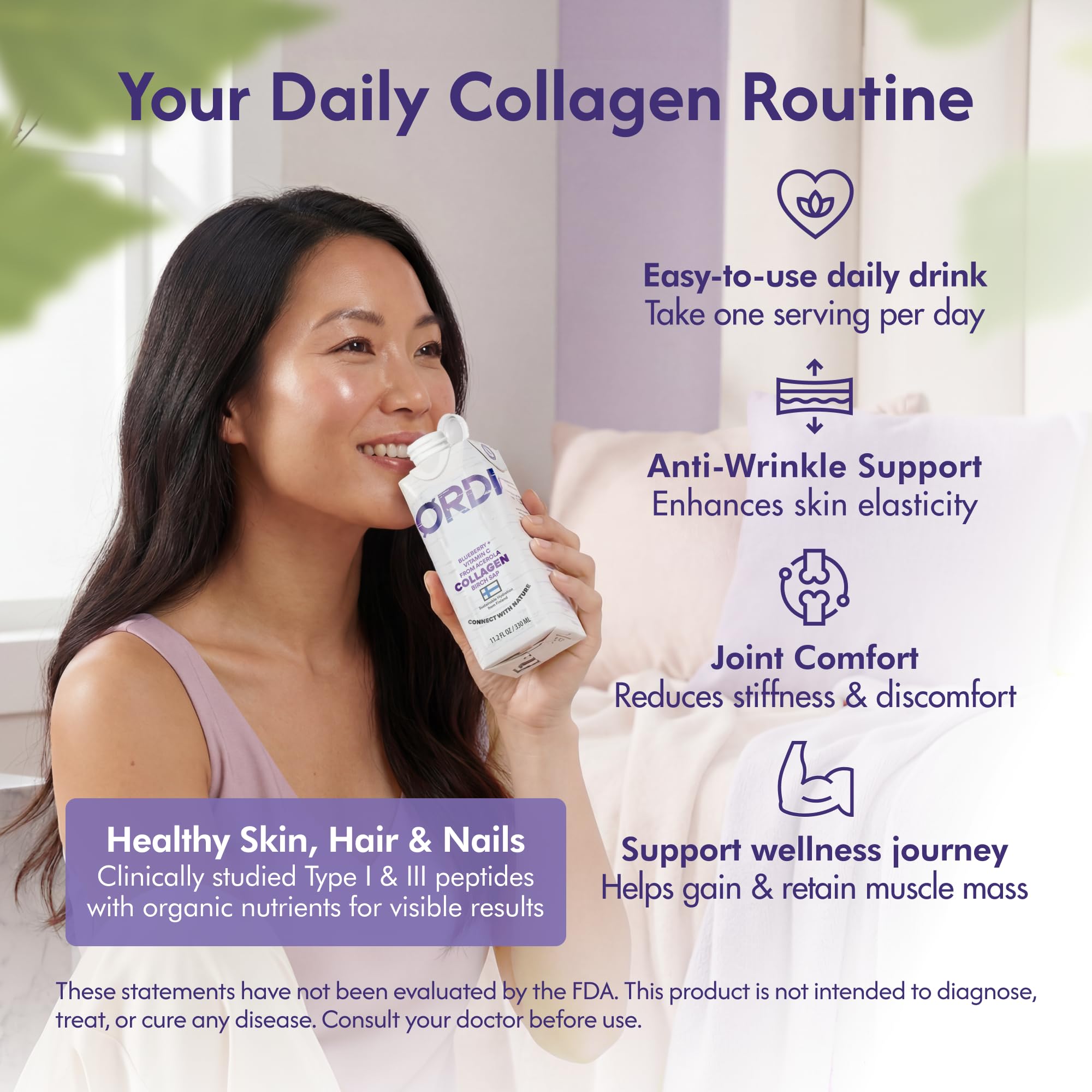 Nordic Liquid Collagen Peptide Drink, Organic Birch Sap, Wild blueberry + Vitamin C, Made in Finland - 10g Clinically Studied Grass Fed Collagen Peptides for Skin Hair Nails & Joint Support, with Silica, BPA-Free Beverage (12 Pack) Nordic Tree Water buy supplements canada