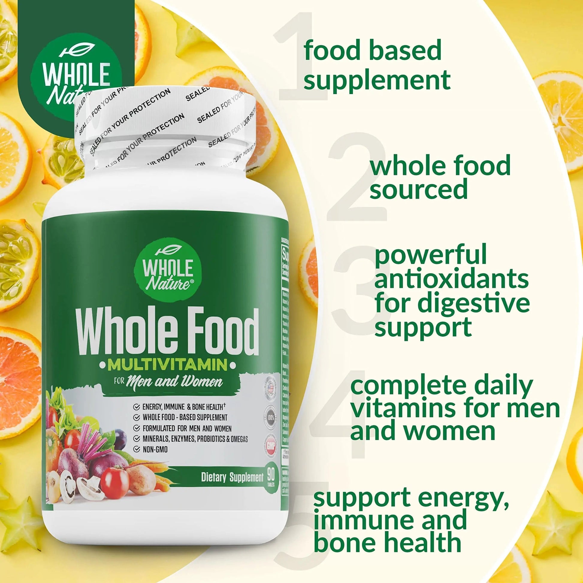 Whole Nature Whole Food Multivitamin for Men and Women Complete Daily Superfood Vitamins Plus Minerals Digestive Enzymes Whole Nature buy supplements canada