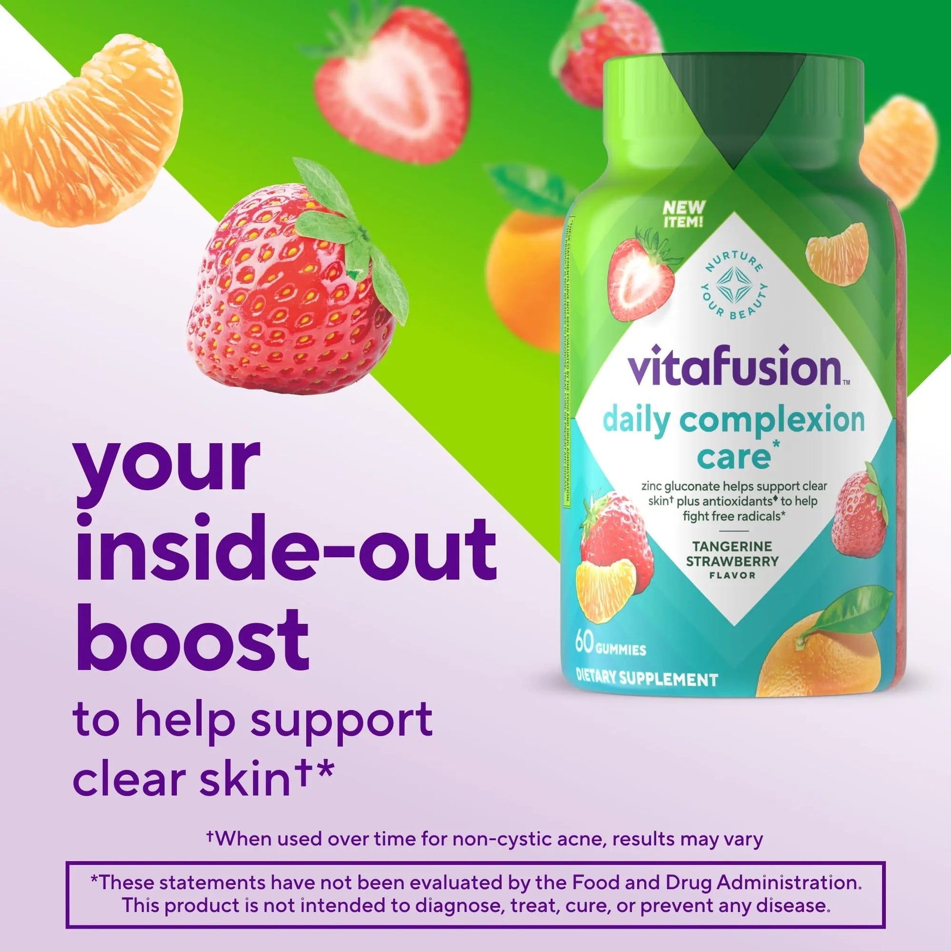 vitafusion Daily Complexion Care (1), Beauty Supplement Helps Support Clear Skin (1) (2) with Zinc Gluconate, Plus Vitamins E & C Vitafusion buy supplements canada