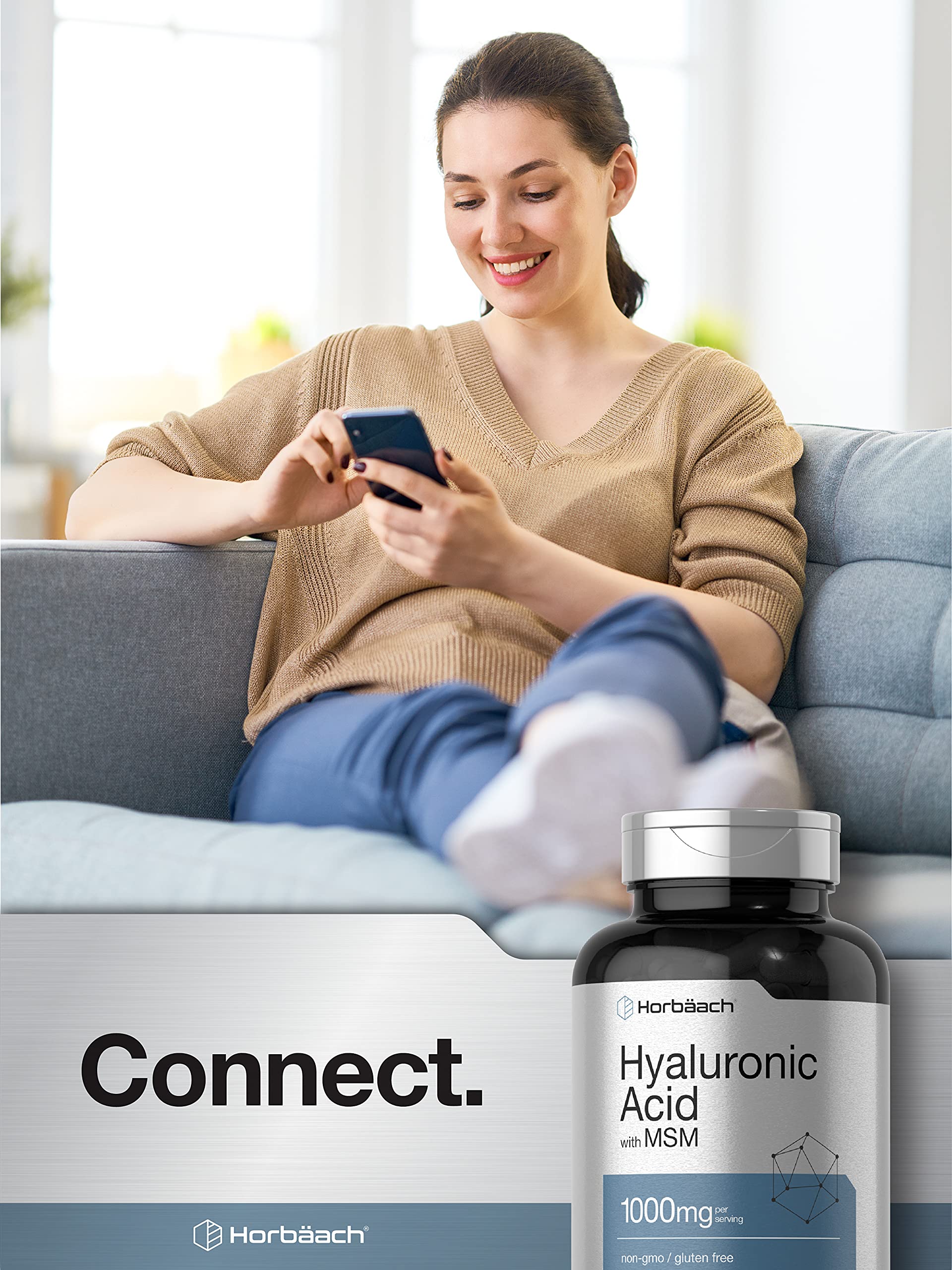 Horbäach Hyaluronic Acid with MSM | 1000 mg | 120 Capsules | Non-GMO and Gluten Free Supplement | Bioavailable Formula Horbäach buy supplements canada