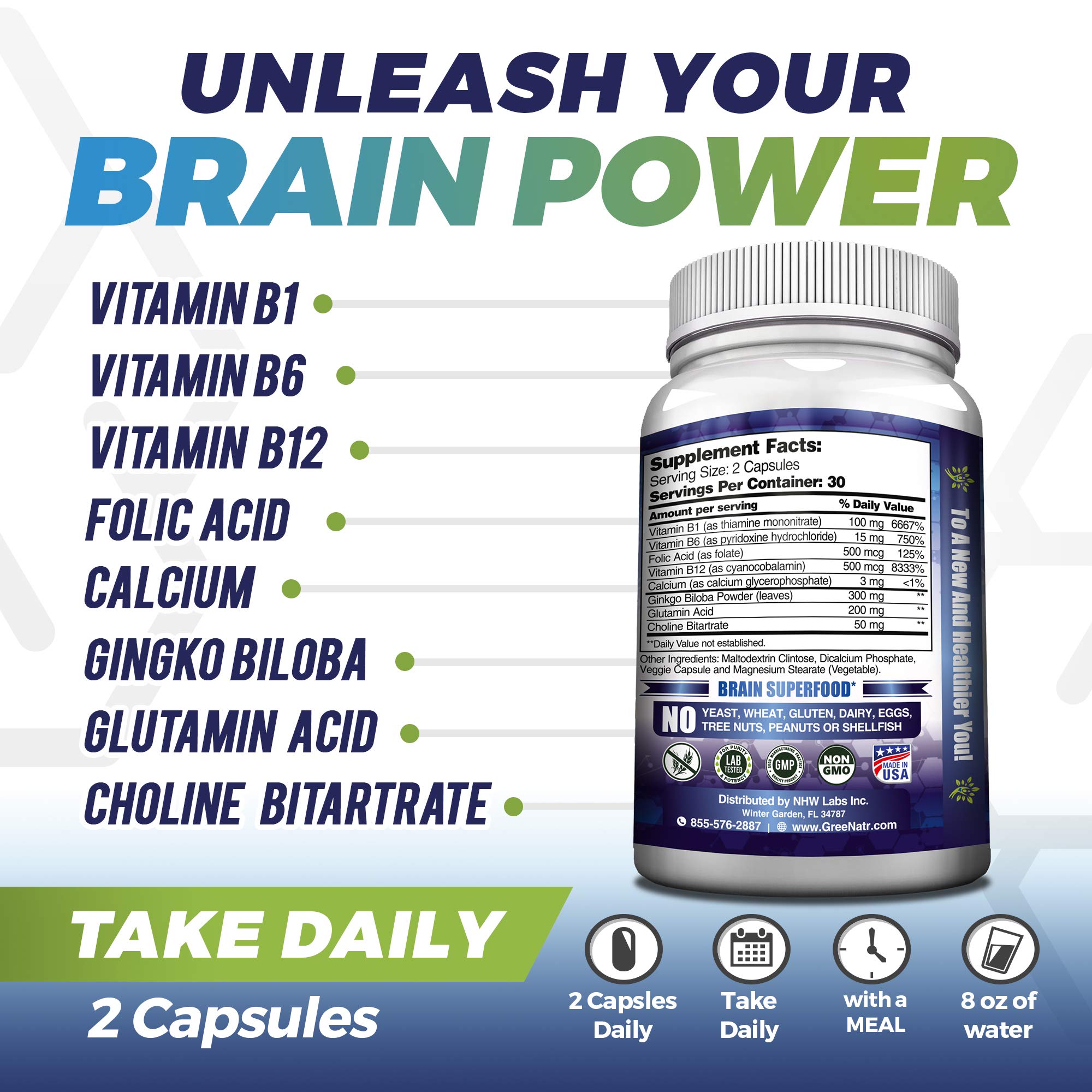 GreeNatr Brain Supplement with B12 Vitamin for Enhanced Memory, Energy, Focus, and Clarity GreeNatr buy supplements canada