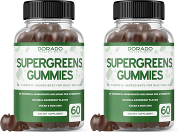 Supergreens Gummies (60 Count) Daily Greens Gummies - Greens Supplements with 8 Ingredient Power Blend - Superfood for Immunity Support for Adults - Third Party Tested, Vegan & USA Made (Pack of 2) DORADO NUTRITION buy supplements canada