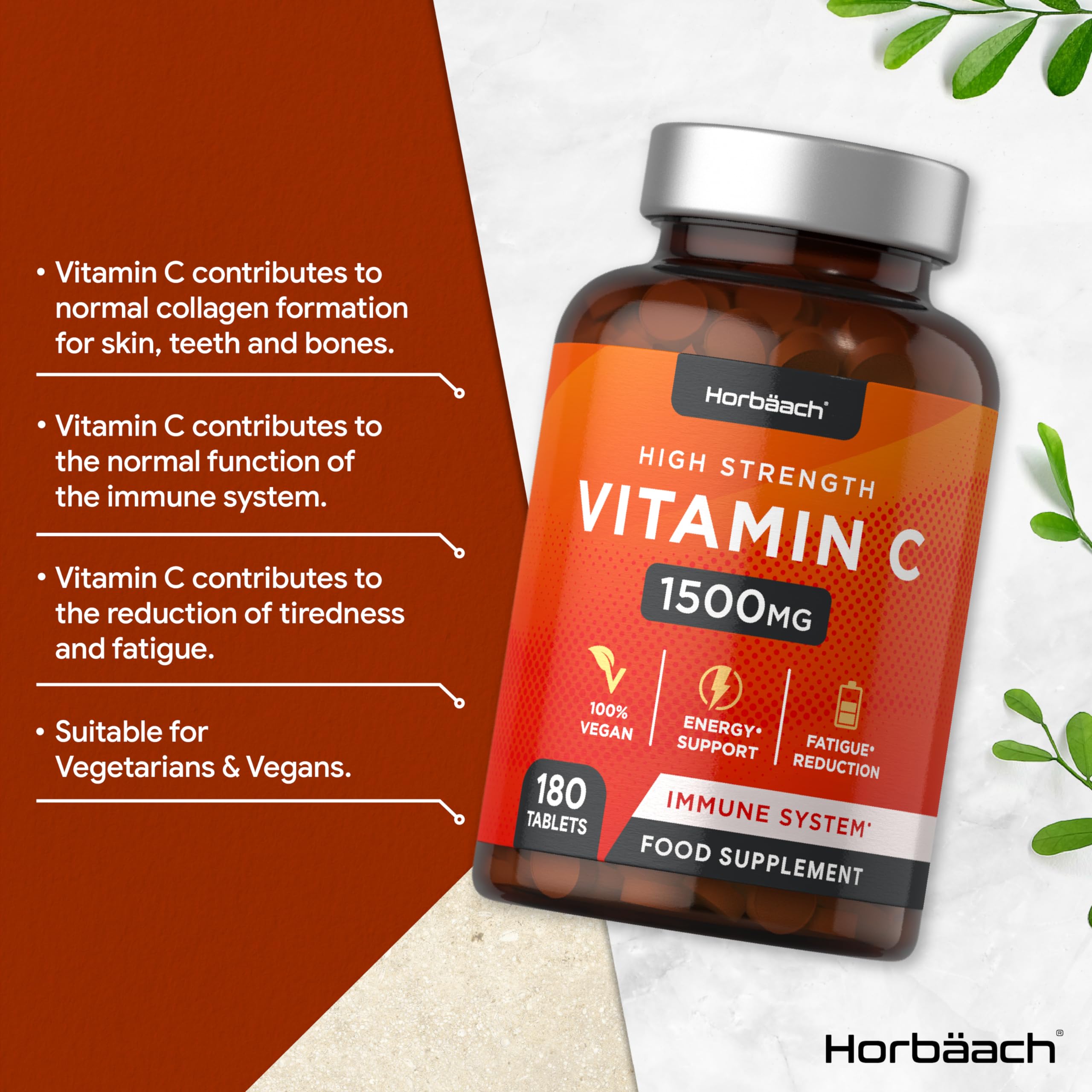 Vitamin C Tablets 1500mg | 180 Count | High Strength Vegan Supplement | No Artificial Horbäach buy supplements canada