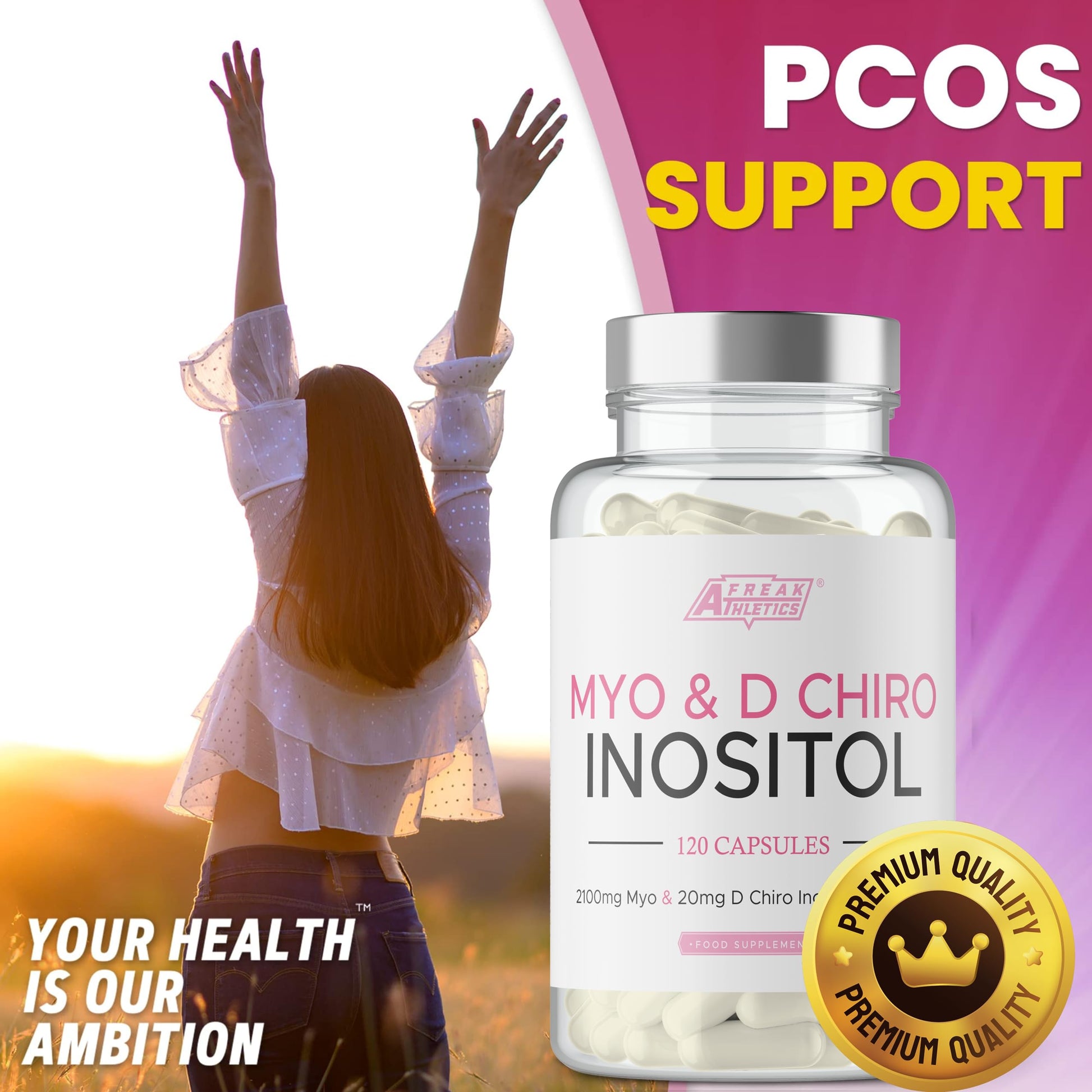 Myo-Inositol & D Chiro Inositol - Supports Women with PCOS -120 Capsules - Promotes Freak Athletics buy supplements canada
