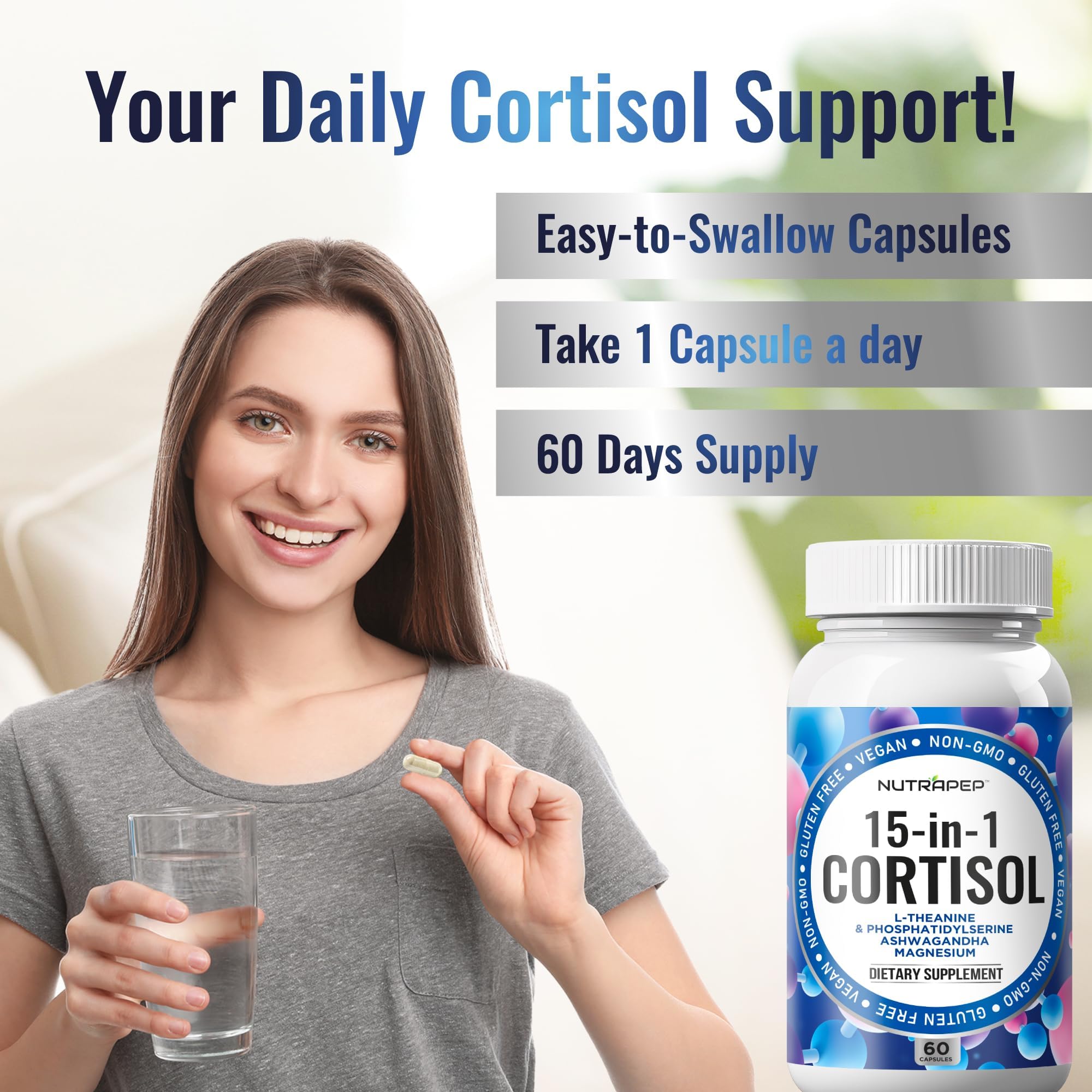 NutraPep Cortisol Detox Supplement Men Women - Reduce Lower Cortisol High Cortisol Reducer Blocker Control - Supports Stress Mood Rest Adrenal Calm Relax with Ashwagandha L-Theanine Magnesium NutraPep buy supplements canada