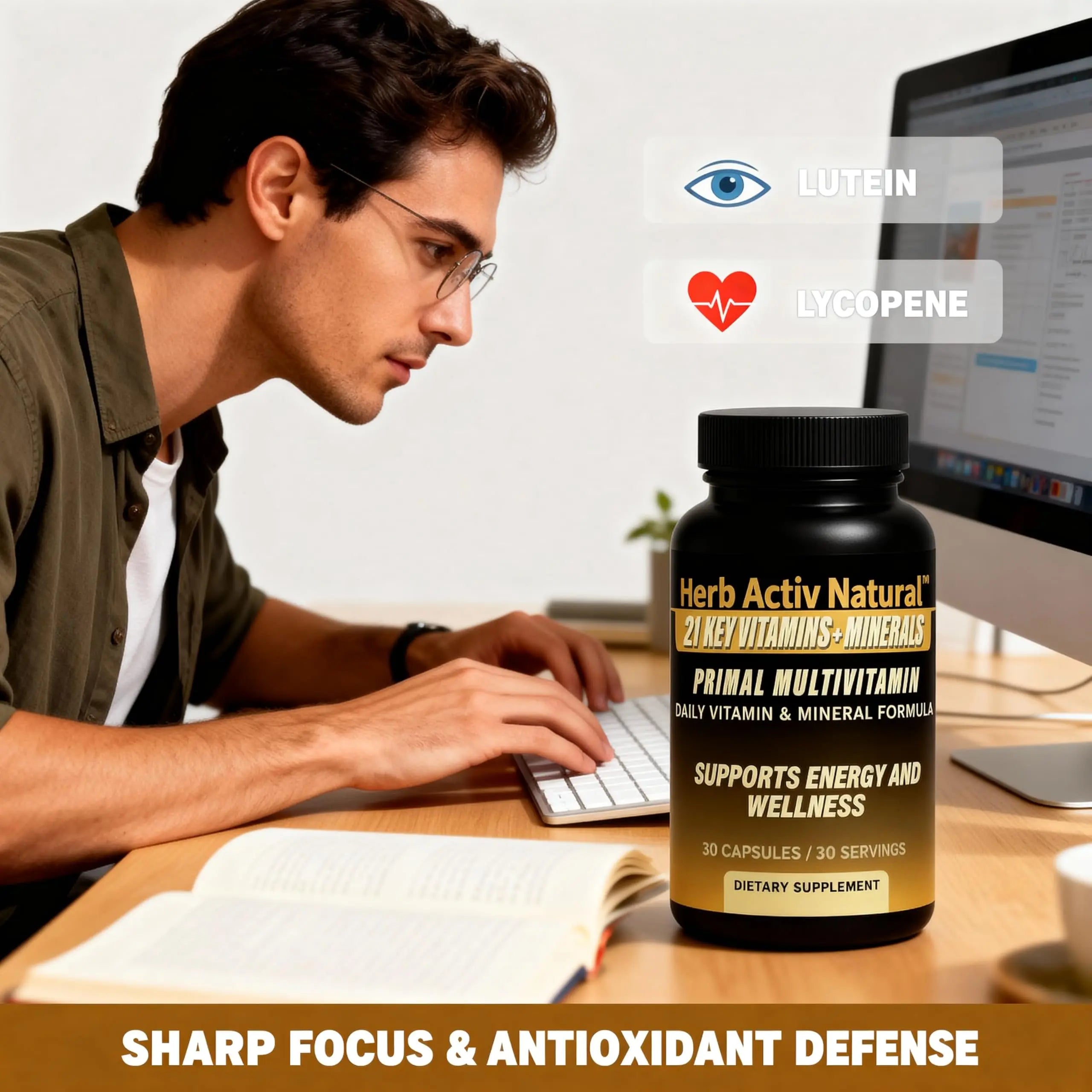 Herb Activ Natural Primal Multivitamin - 21 Essential Vitamins & Minerals - Daily Vitamin & Mineral Supplement - Energy & Wellness Support - 30 Capsules Herb Activ Natural buy supplements canada