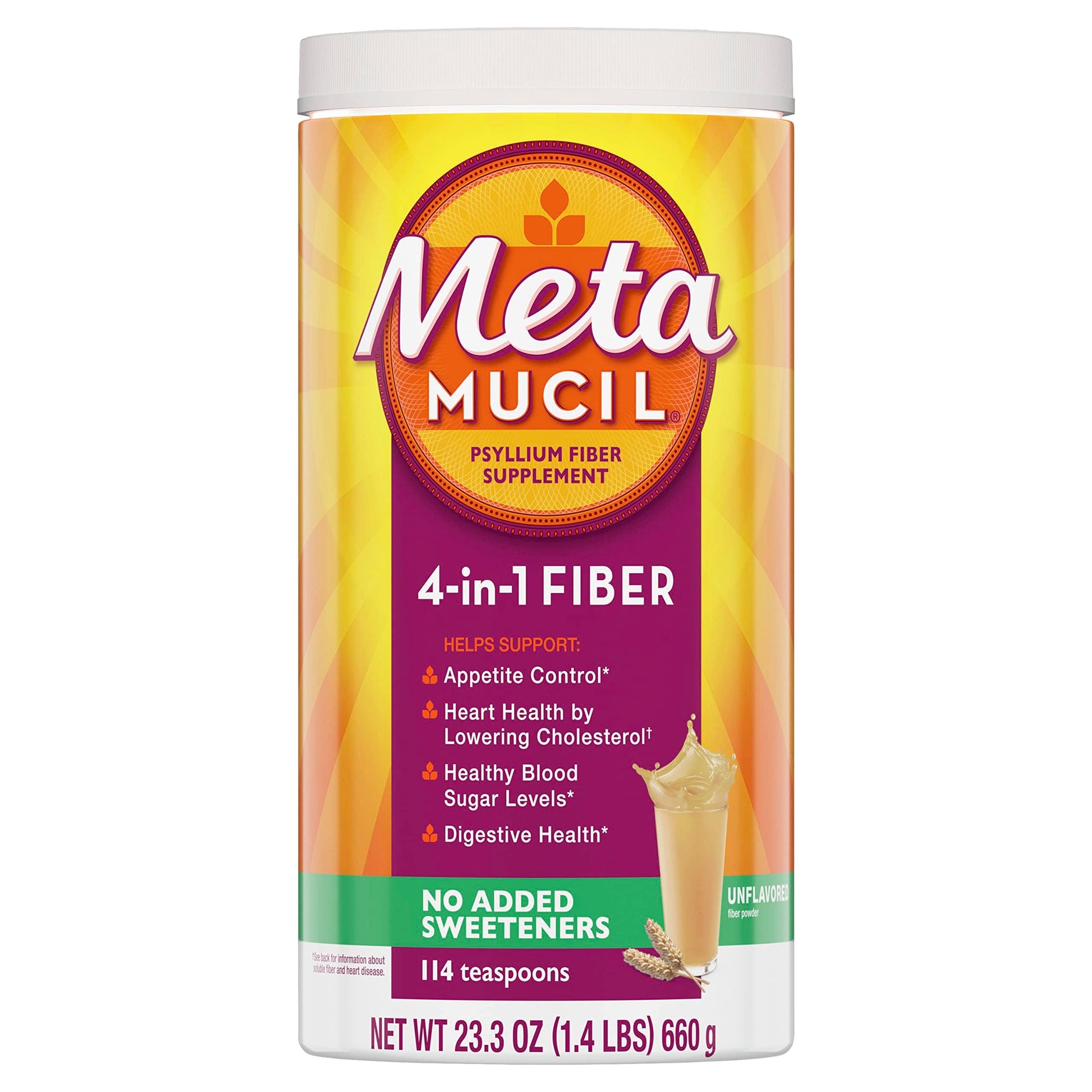 Metamucil, Psyllium Husk Powder, Unflavored with No Added Sweeteners, 114 Servings, 4-in-1 Fiber Supplement, Daily Psyllium Husk Fiber Powder Metamucil buy supplements canada