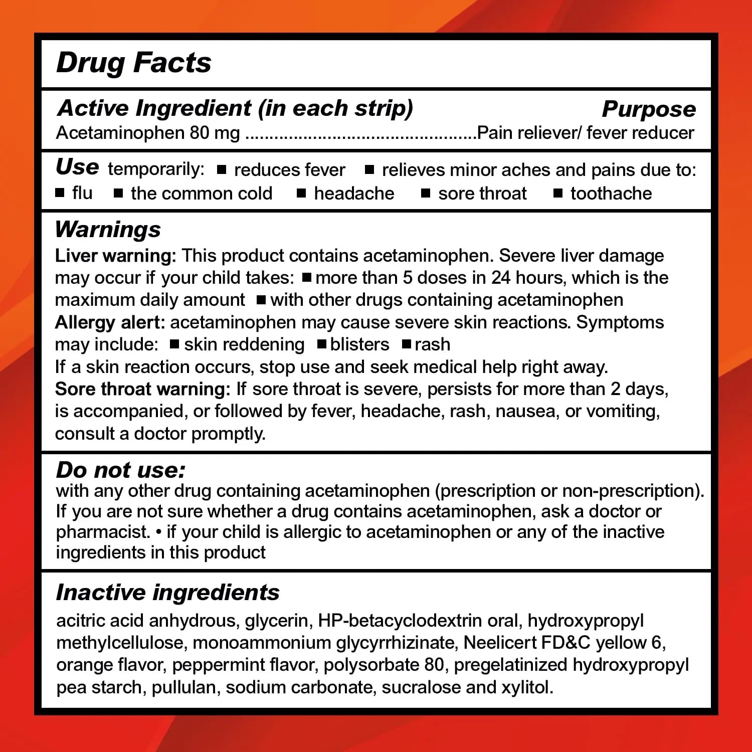 CALMOUR Children's Acetaminophen 36 Strips | Pain Reliever & Fever Reducer | Fast-Acting Support for Cold & Flu Symptoms | Oral Chewable Strips for Kids Ages 2-9 | Travel Size, Orange Flavor CALMOUR buy supplements canada