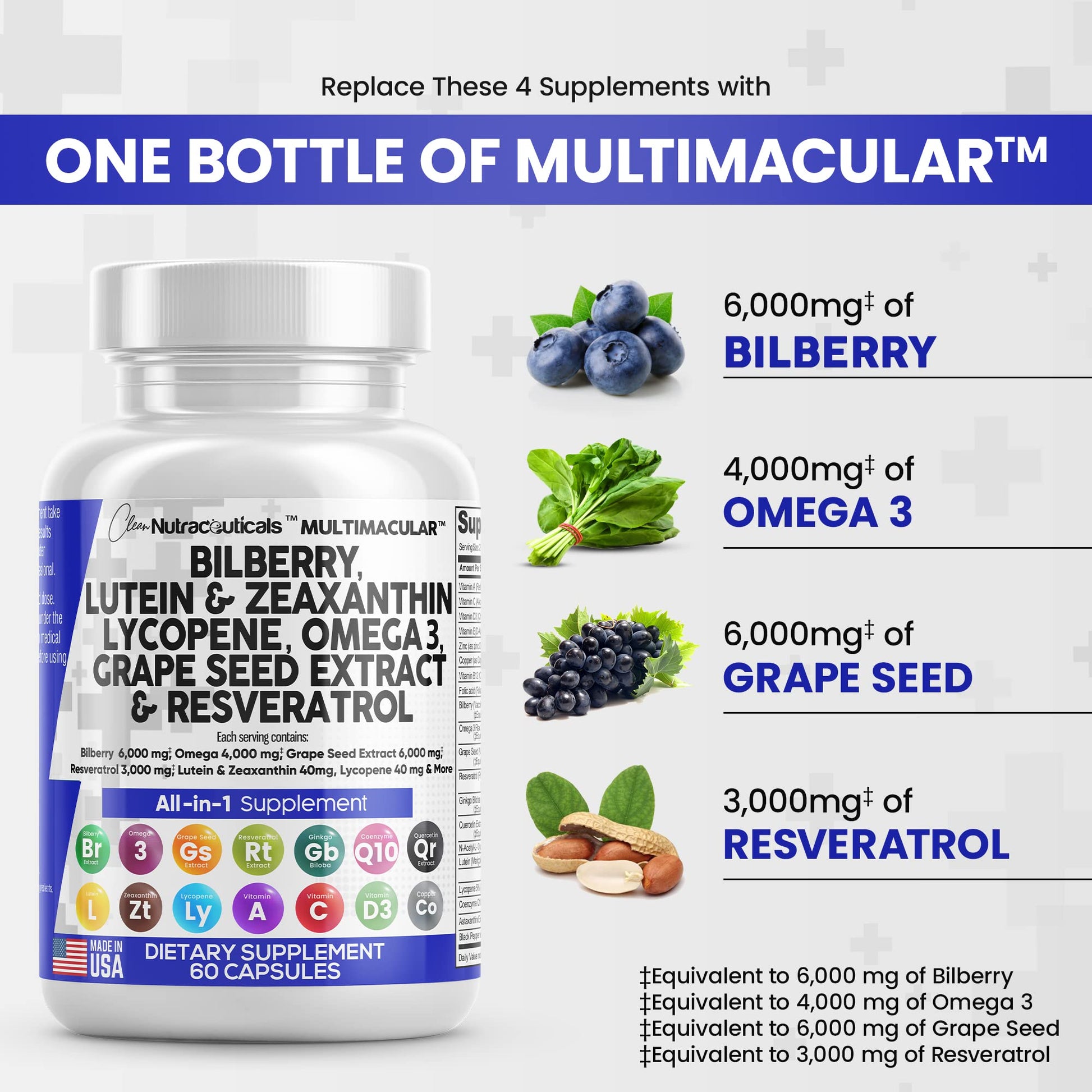 Eye Health Vitamins with Bilberry 6000mg Lutein & Zeaxanthin 40mg Lyco Clean Nutraceuticals buy supplements canada
