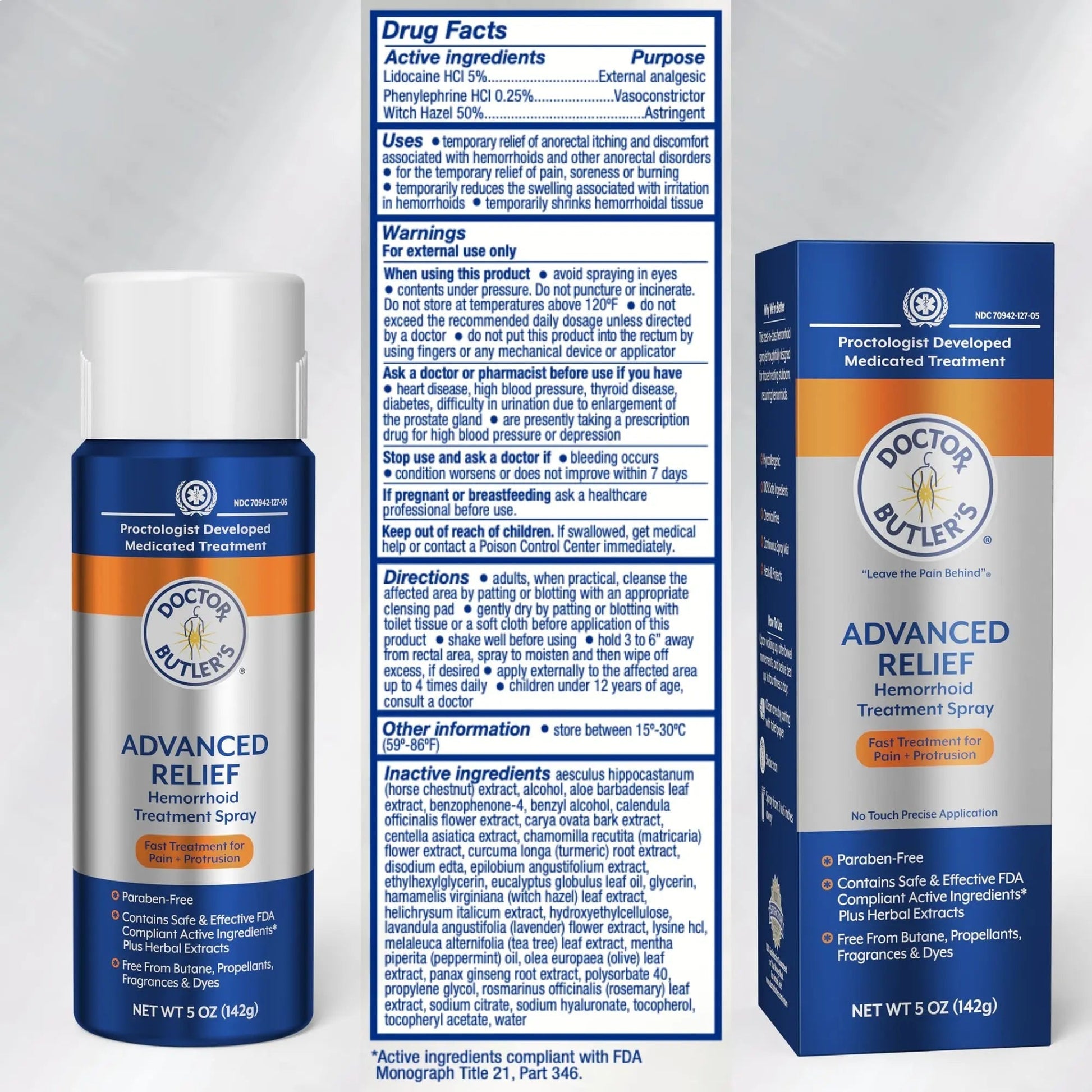 Doctor Butler's Advanced Relief Hemorrhoid Spray – Advanced Relief Hemorrhoid Treatment Spray with Witch Hazel to Help with Sensitive Skin, Itch Relief, and Swelling Relief* (5oz) Doctor Butler's buy supplements canada