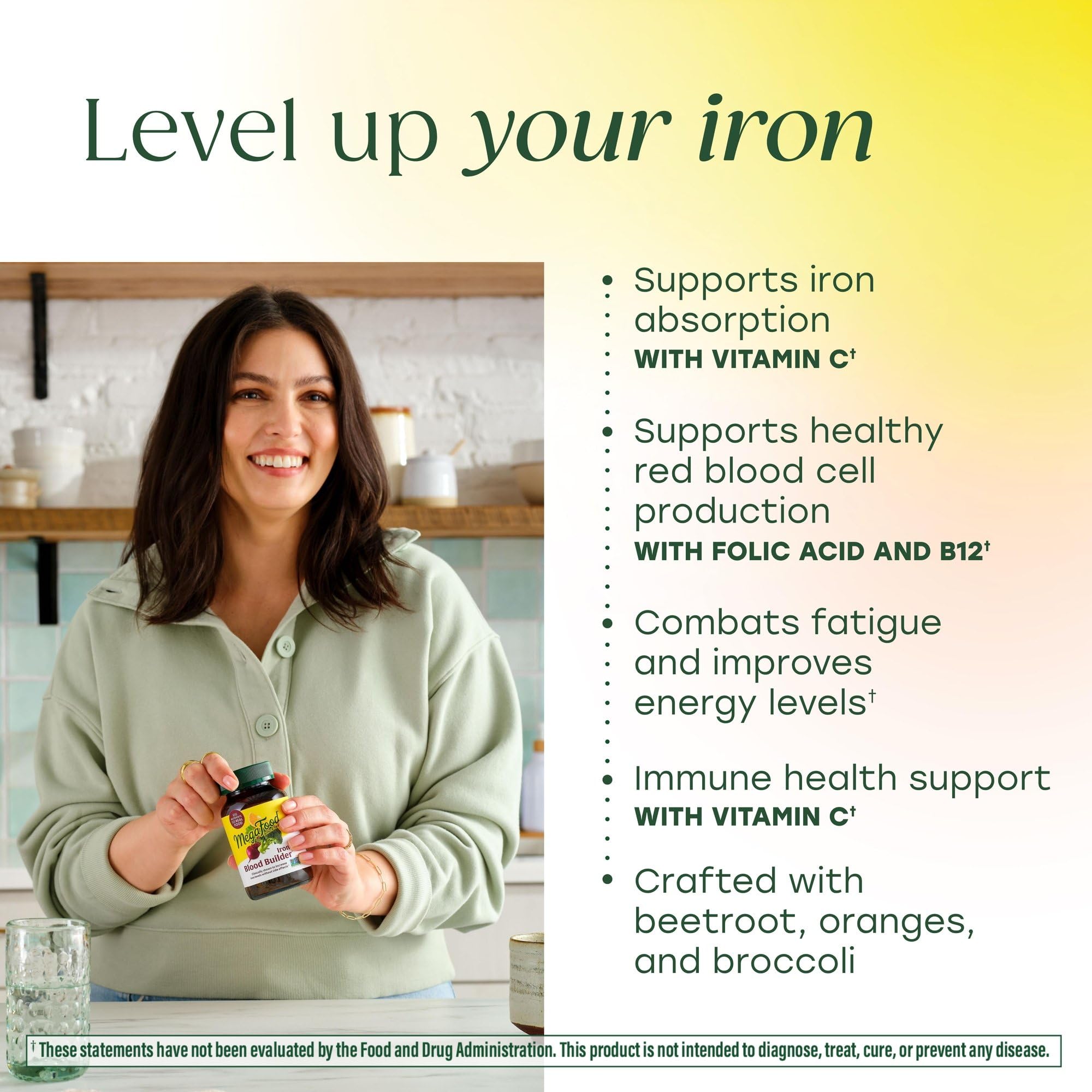 MegaFood Blood Builder Iron Supplement for Women & Men - Increase Iron Levels Without Side Effects - Combats Fatigue - with Vitamin B12, Folic Acid MegaFood buy supplements canada