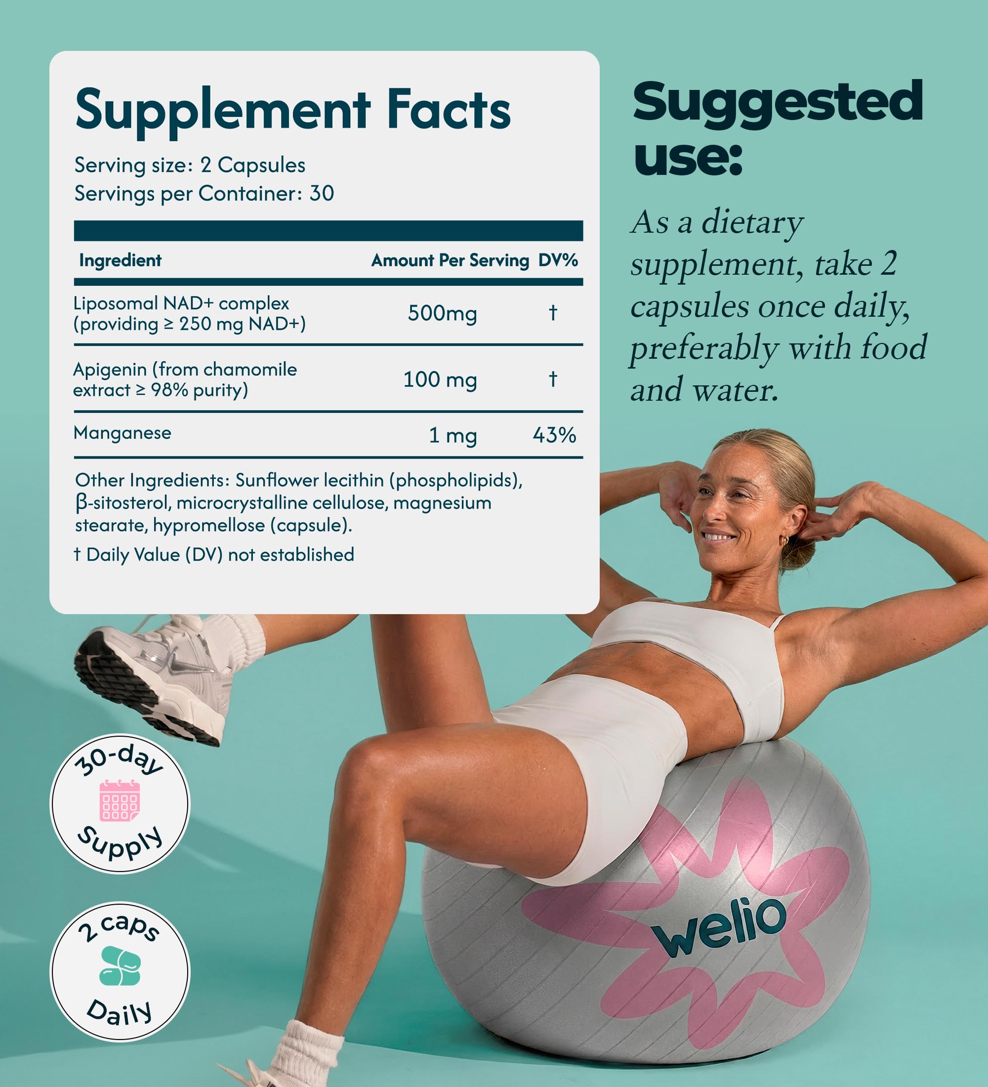Liposomal NAD Supplement 601mg | Third-Party Tested, High Purity NAD+ | Anti-Aging & Cellular Health | NMN Supplement Alternative | Advanced NAD+ Supplement for Women & Men – 60 Capsules Welio buy supplements canada