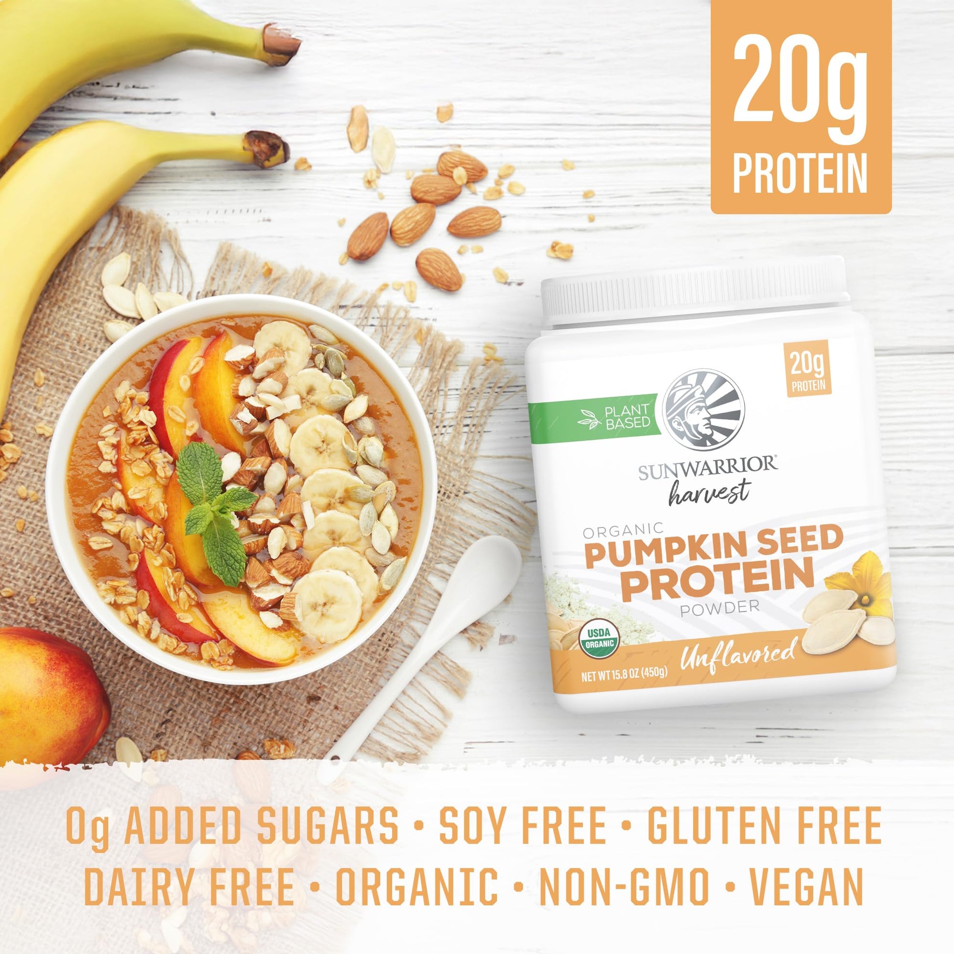 Organic Pumpkin Seed Protein Powder Cold Pressed, Simple Single-Ingredient Superfood Plant-Based, Easy to Digest All 9 Essential Amino Acids Mild Flavor for Smoothies Sunwarrior buy supplements canada