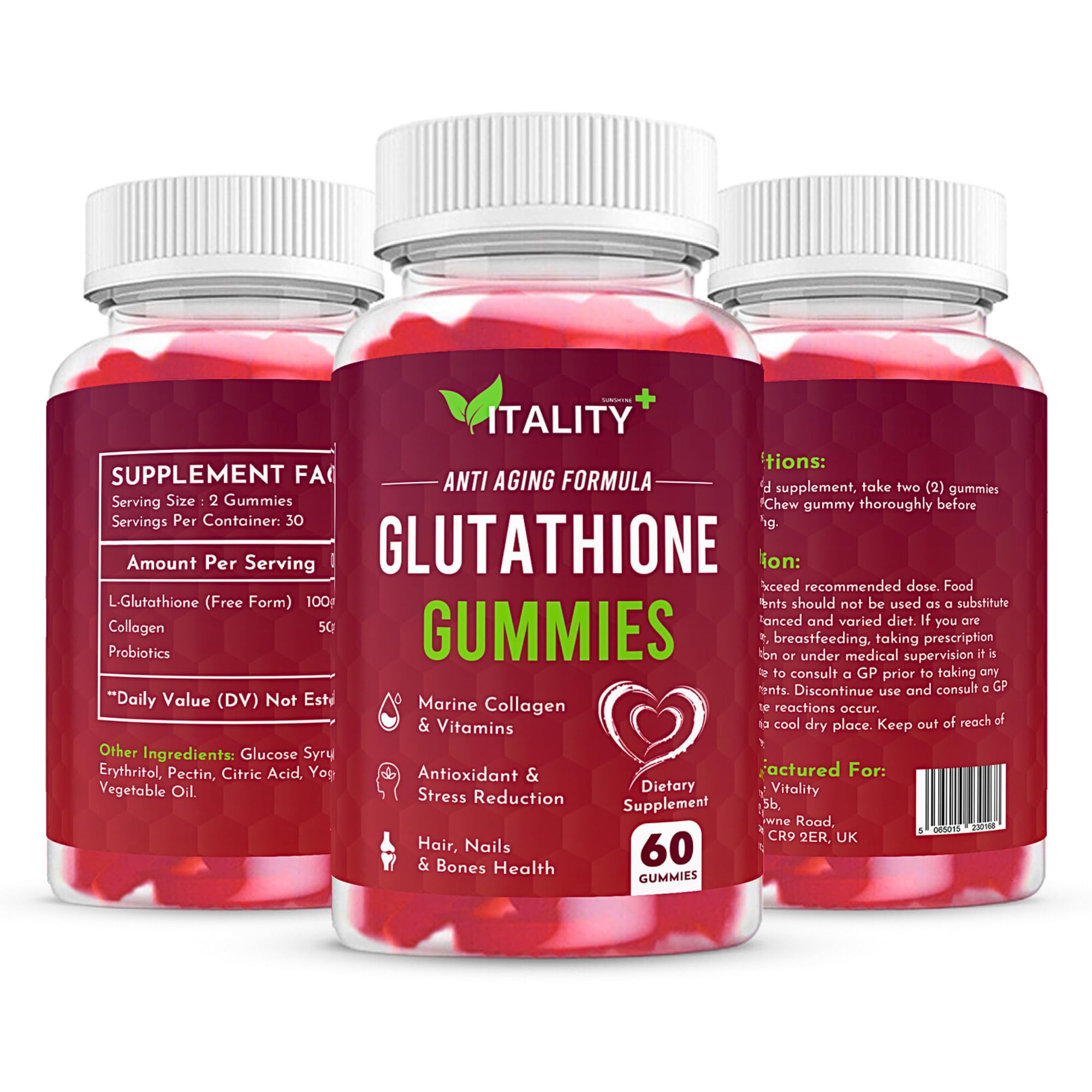 2 Pack Glutathione Gummies | with Marine Collagen | 1050mg per Serving | Antioxidant Support Sunshyne buy supplements canada