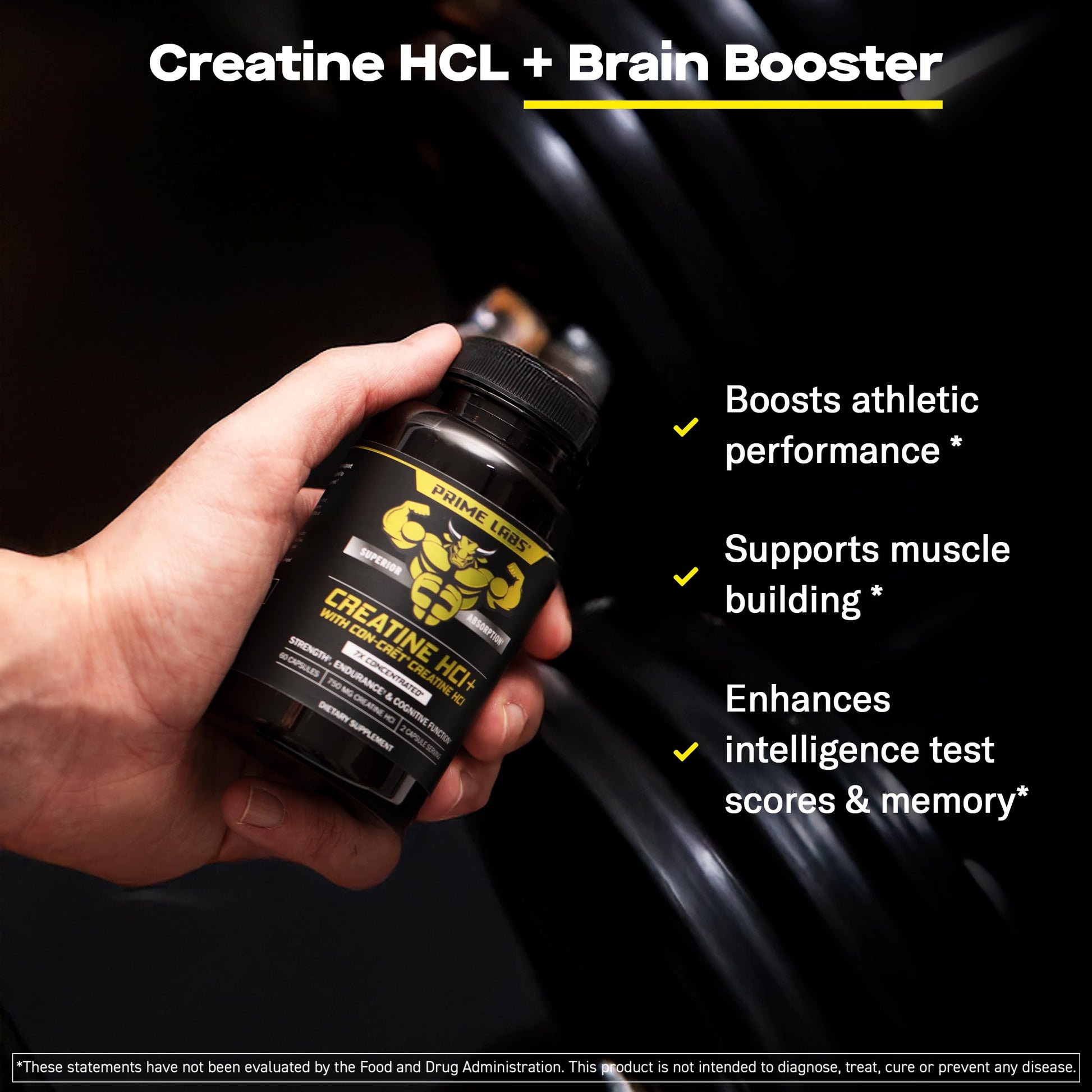 Prime Labs Creatine HCl Capsules - with CON-CRĒT®, Rhodiola Root Extract, & L-Theanine - Muscle Support, Endurance, Cognitive Function - for Men & Women - 60 Pills Prime Labs buy supplements canada