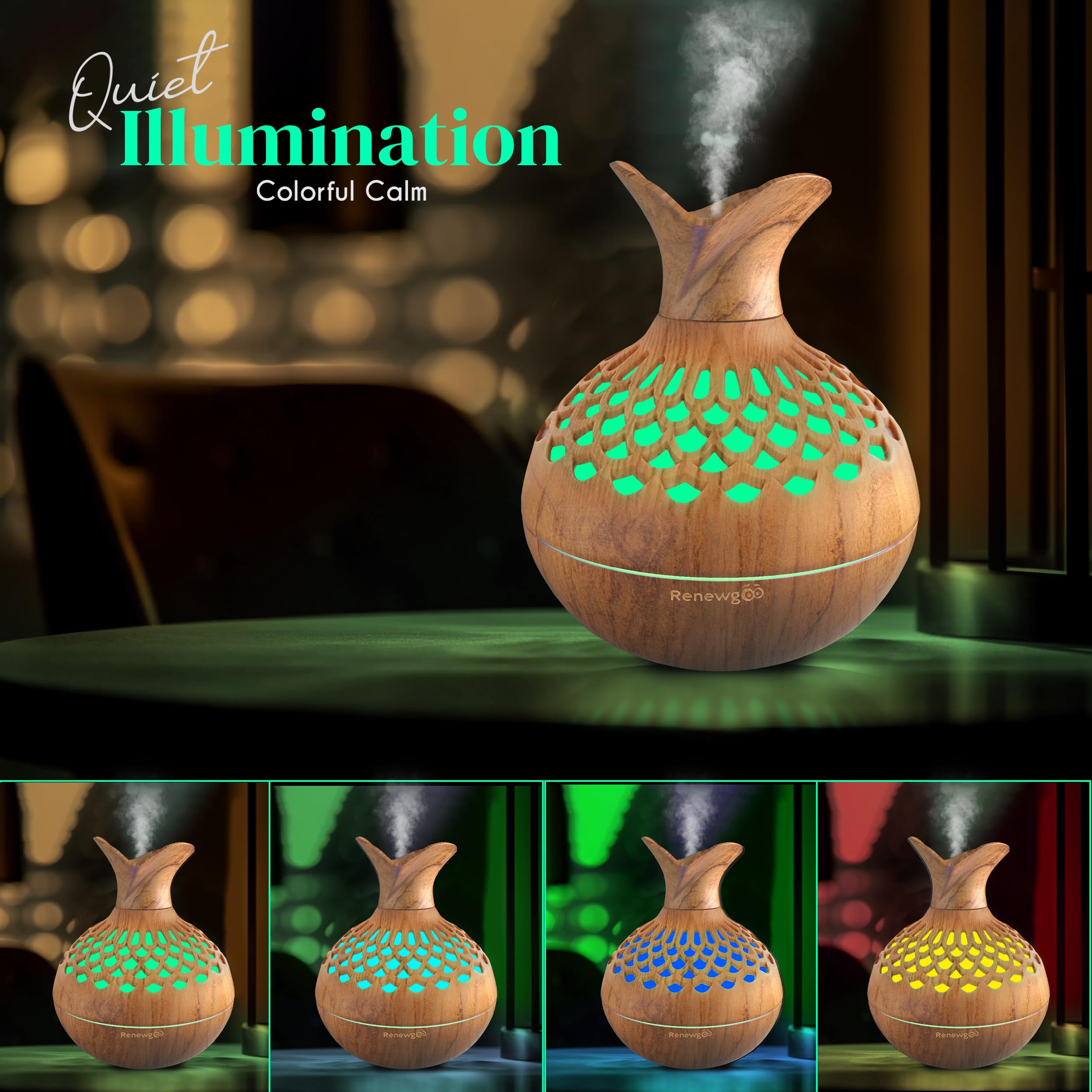 Aroma Diffuser for Essential Oils, Ultrasonic Aromatherapy Flower Oil Diffuser, Modern Cool Mist Renewgoo buy supplements canada