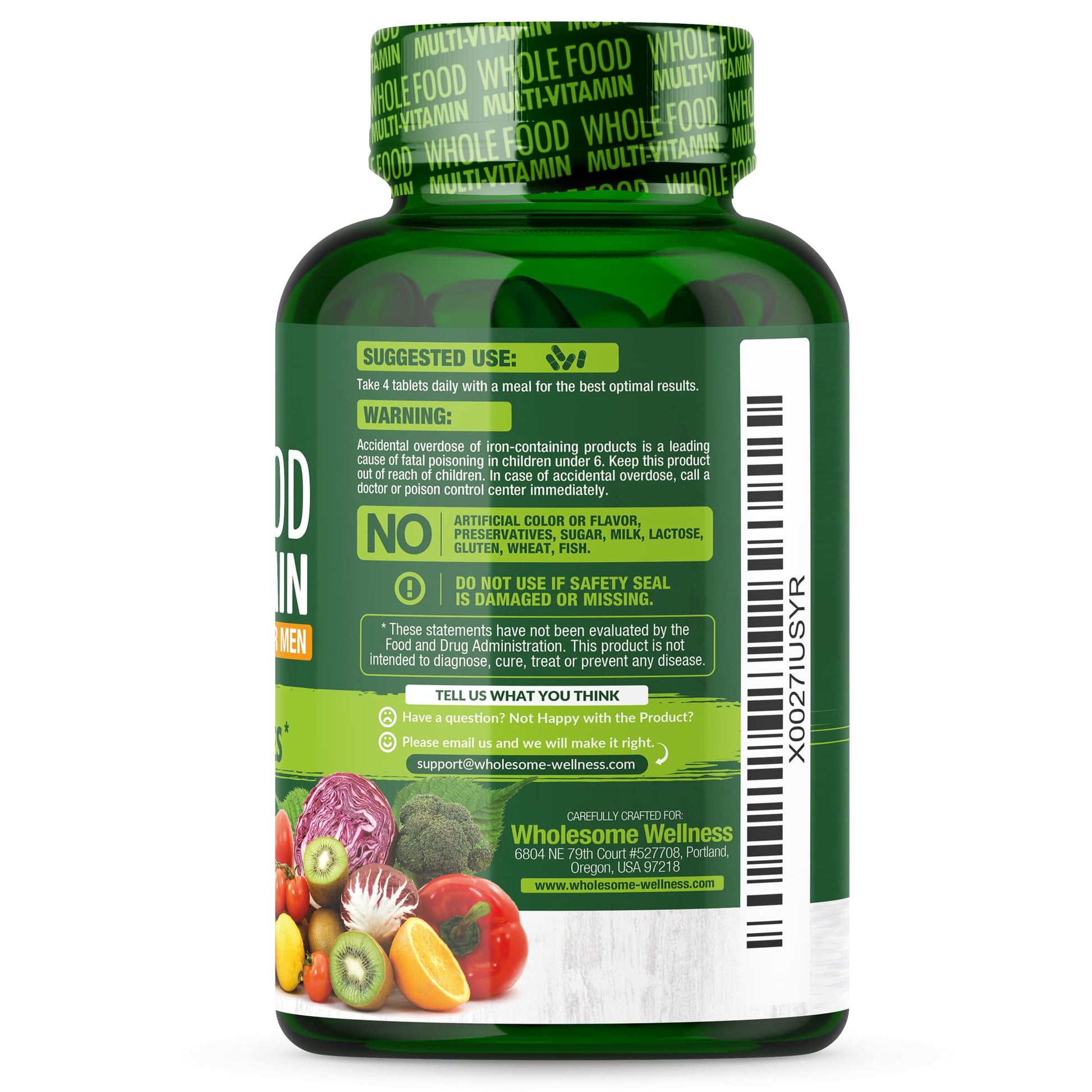 Whole Food Multivitamin for Men - Natural Multi Vitamins, Minerals, Organic Extracts Wholesome Wellness buy supplements canada