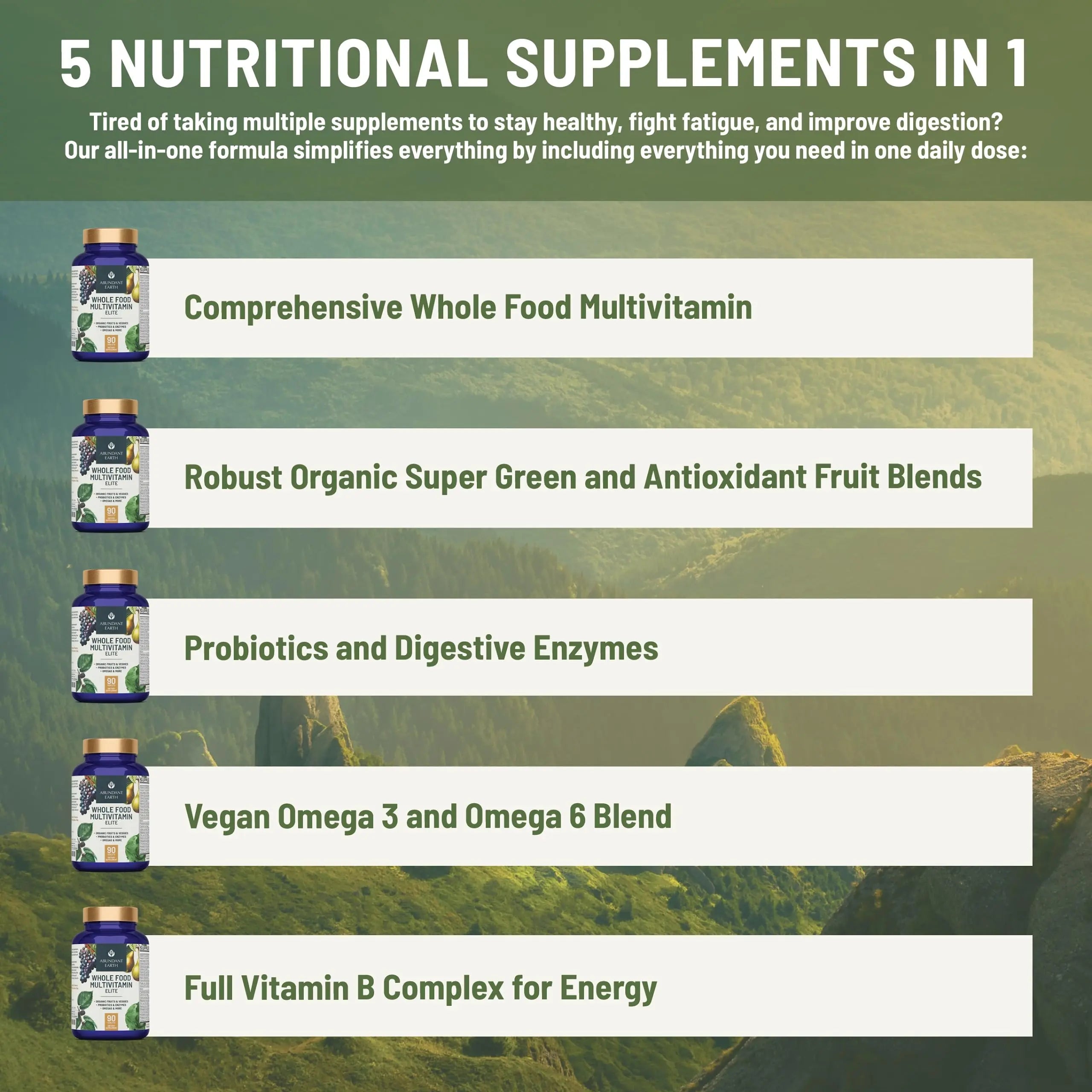 Abundant Earth Whole Food Multivitamin for Women, Daily Multi Vitamins Supplements for Men/Mens Multivitamins + B Complex, Probiotic Multi Enzyme Abundant Earth buy supplements canada