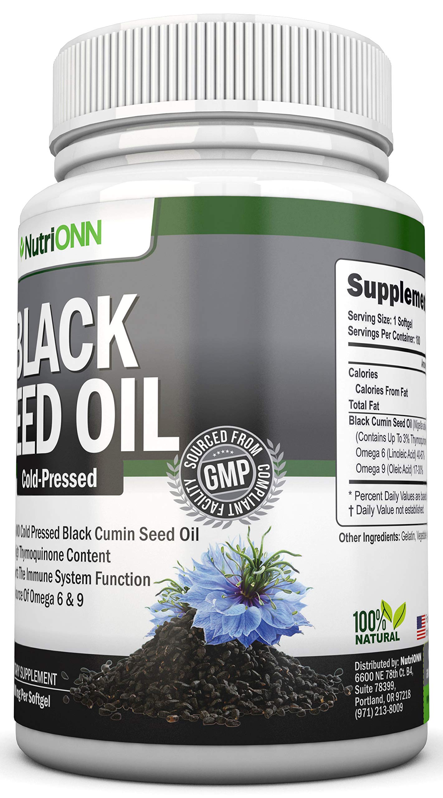 Black Seed Oil - 1000 Mg - 180 Softgels - Cold-Pressed Non-GMO Black Cumin Seed NutriONN buy supplements canada