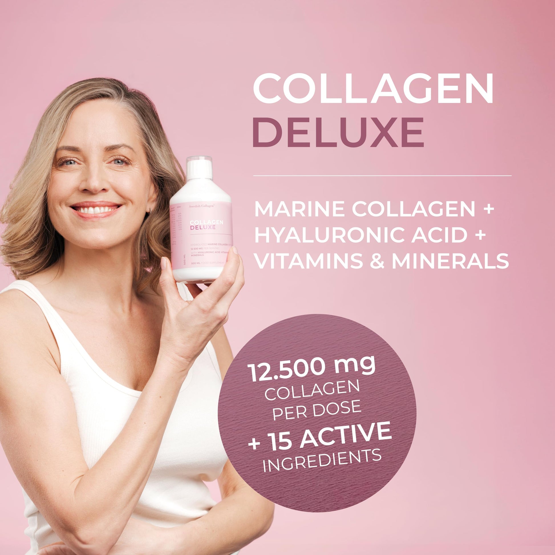 Swedish Collagen - 12500mg Collagen Deluxe 500ml I Hydrolyzed Marine Collagen Peptides (Type I & III) Swedish Collagen buy supplements canada