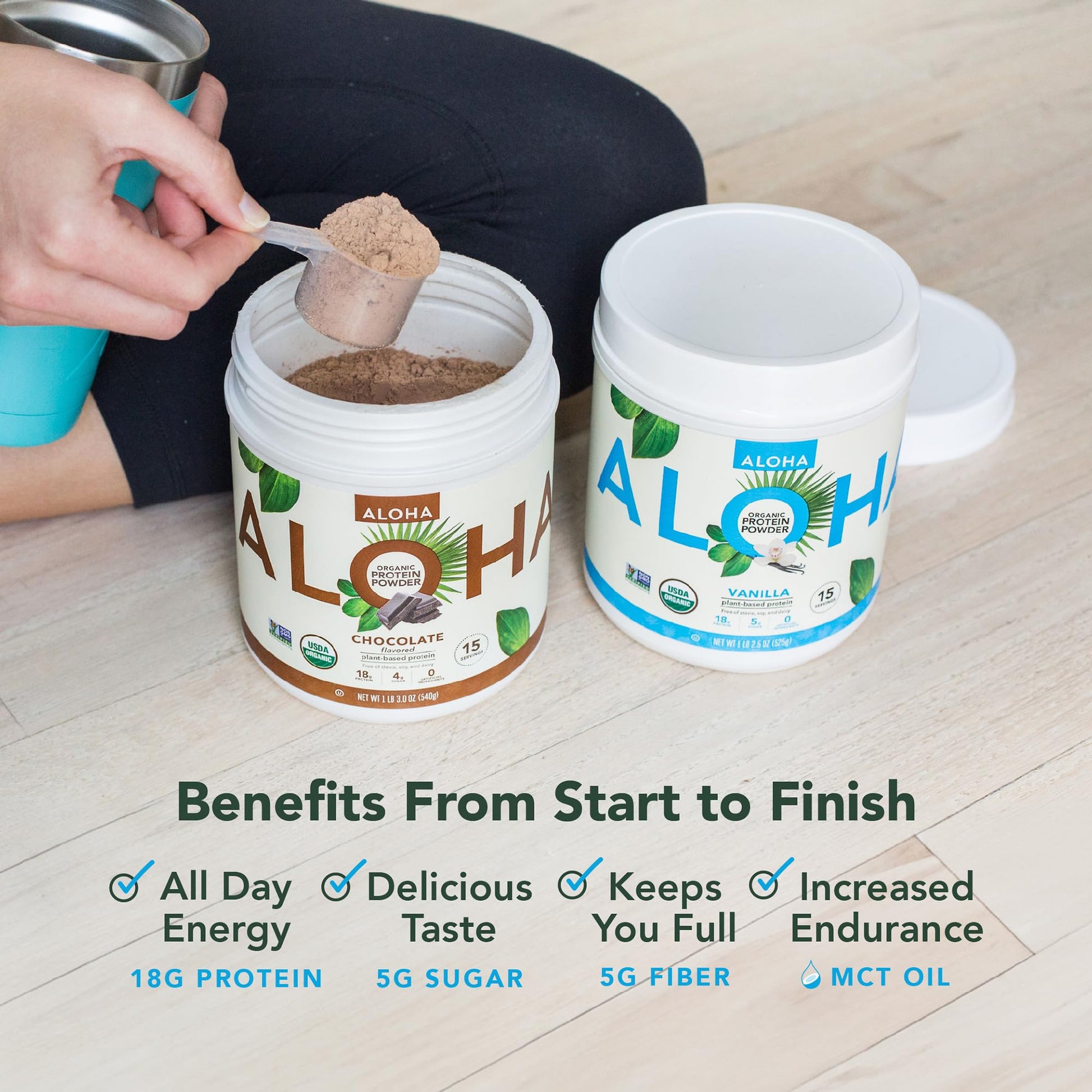 ALOHA Organic Plant Based Protein Powder, Stevia Free, Vanilla, 19.6 oz, 15 Servings PACKAGING MAY VARY ALOHA buy supplements canada