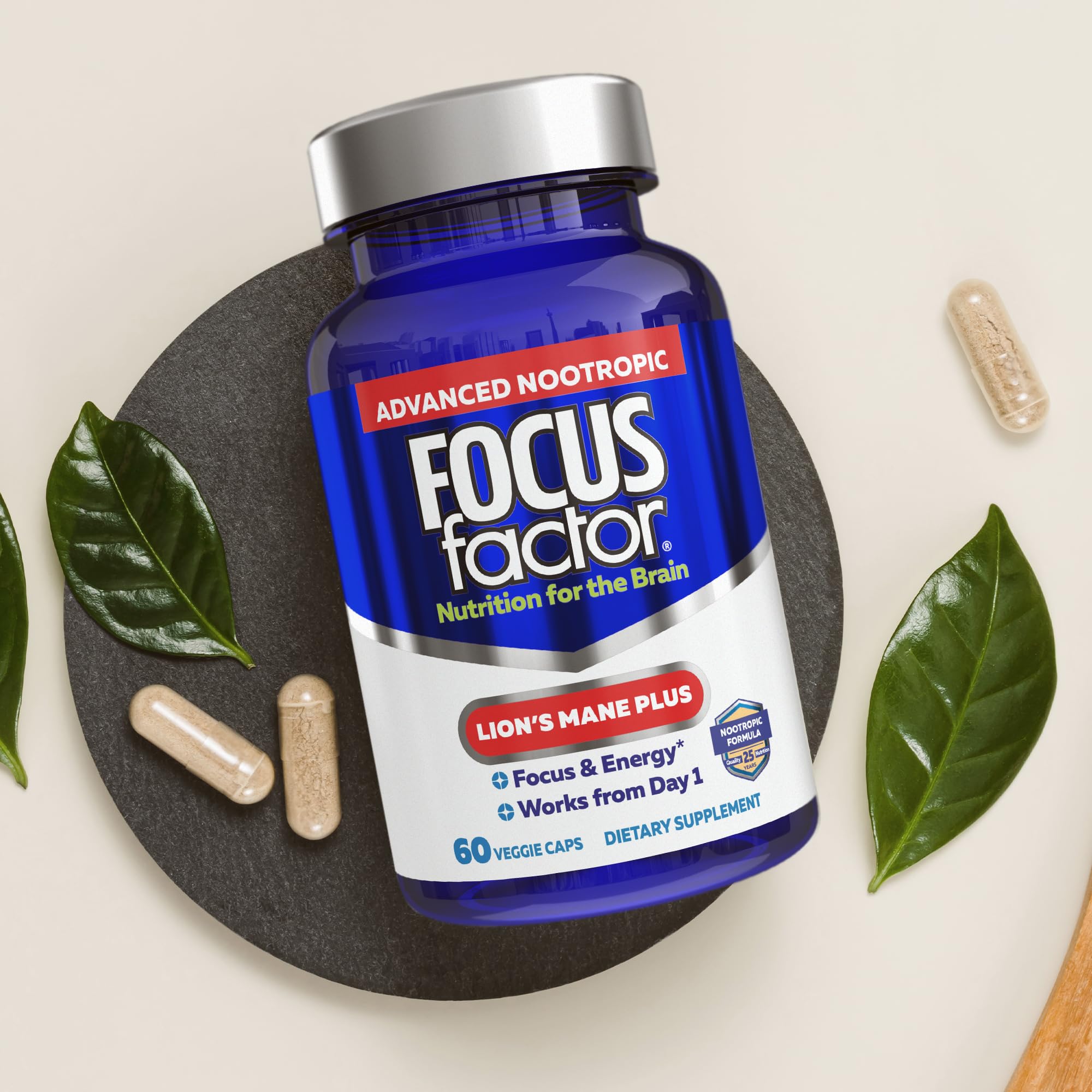 Focus Factor Lions Mane Plus, Advanced Nootropic with L-Theanine, Caffeine, Focus and Energy (60 Count) Focus Factor buy supplements canada