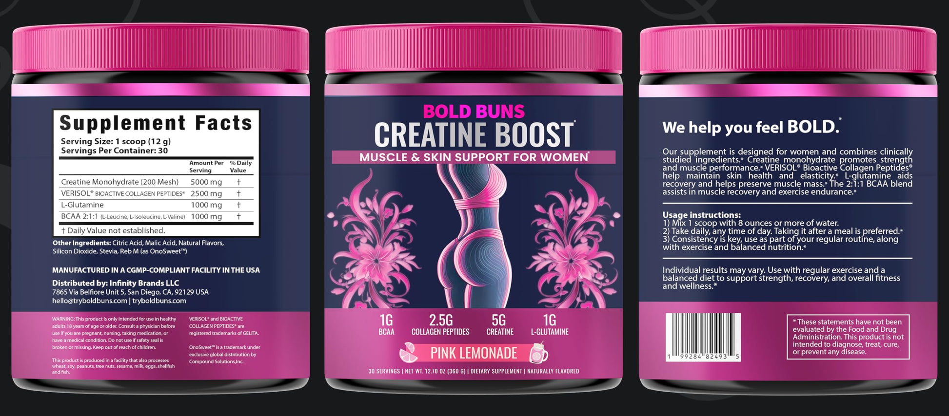 Bold Buns Creatine for Women – Supplement with Collagen & BCAA – Supports Muscle Development, Post-Workout Recovery, Skin Elasticity, Bold Buns buy supplements canada