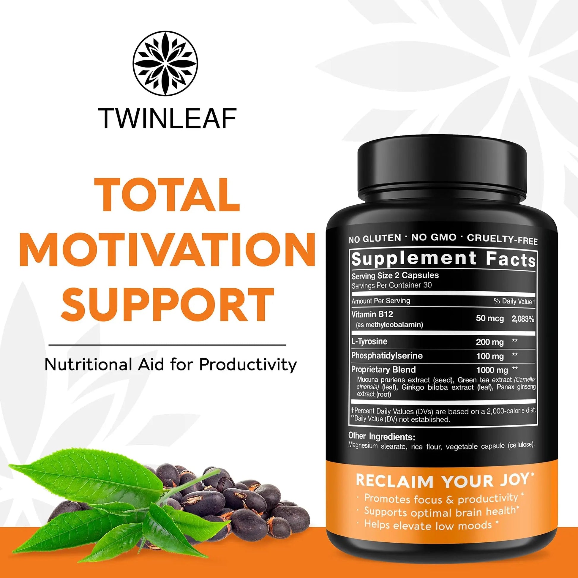 TWINLEAF Dopamine Brain Support Supplement, 1000 mg Blend - Made in USA - with DMAE, Vitamin B12 and L-Tyrosine TWINLEAF buy supplements canada