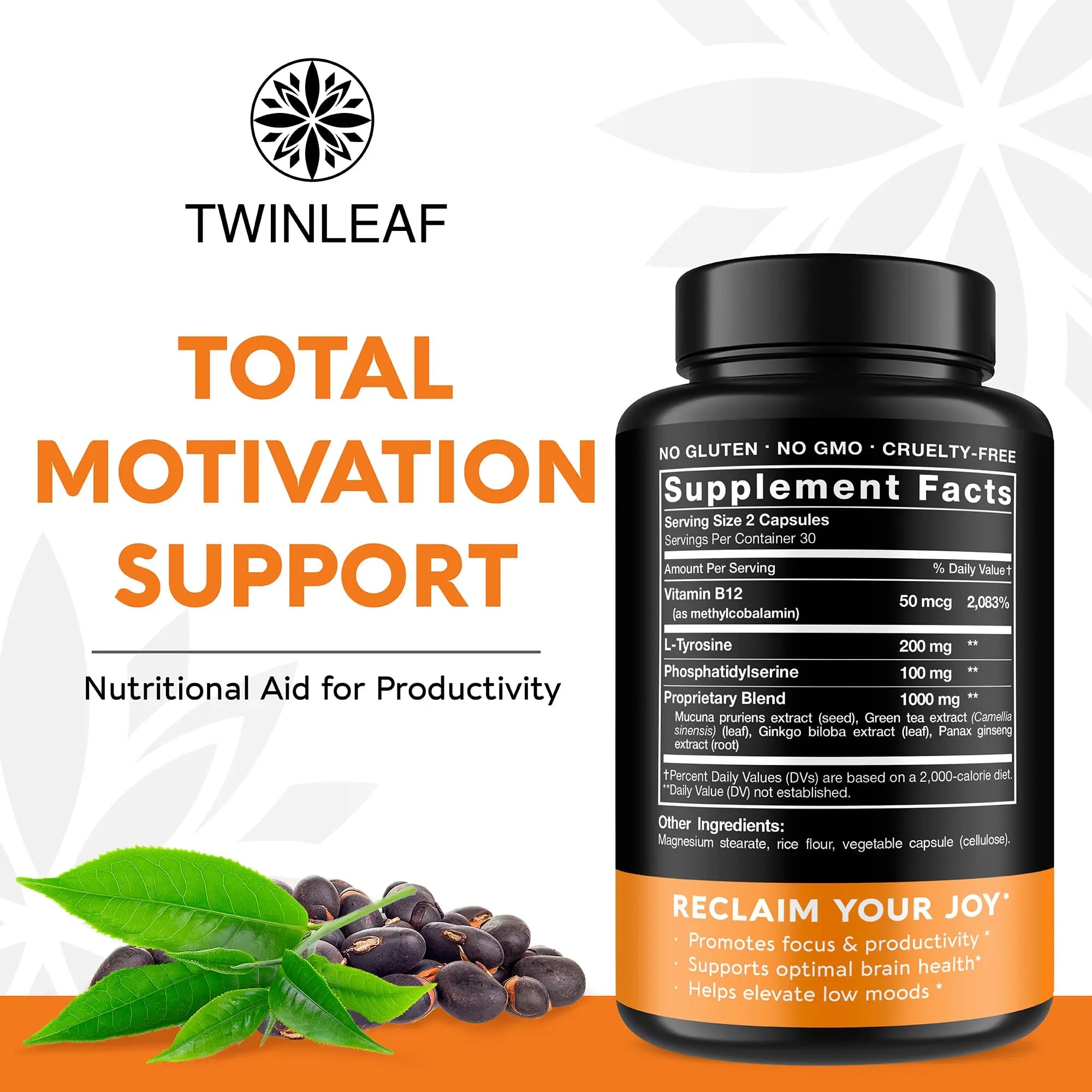 TWINLEAF Dopamine Brain Support Supplement, 1000 mg Blend - Made in USA - with DMAE, Vitamin B12 and L-Tyrosine TWINLEAF buy supplements canada
