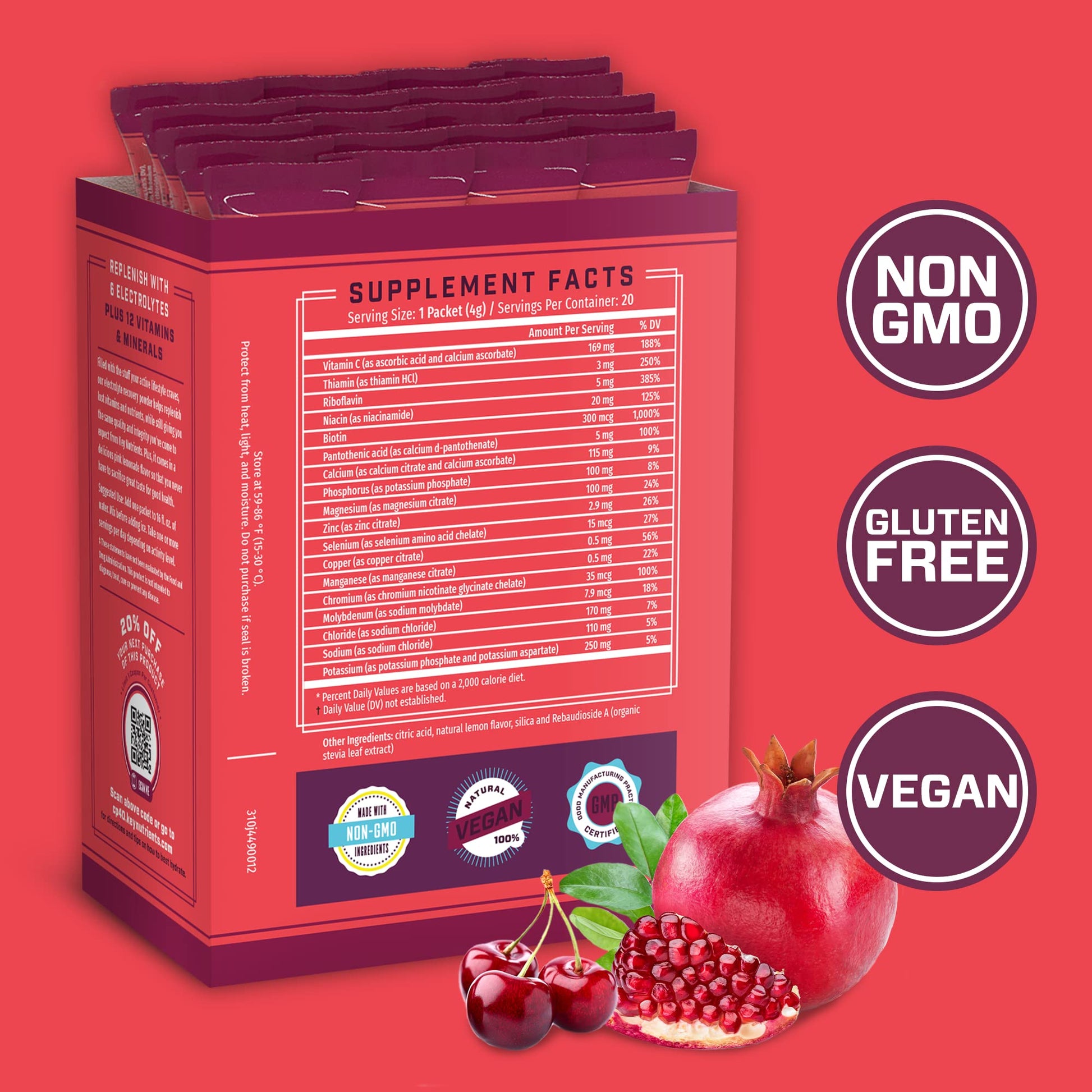KEY NUTRIENTS Multivitamin Electrolytes Powder Packets - Sweet Cherry-Pom 20 Pack KEY NUTRIENTS buy supplements canada