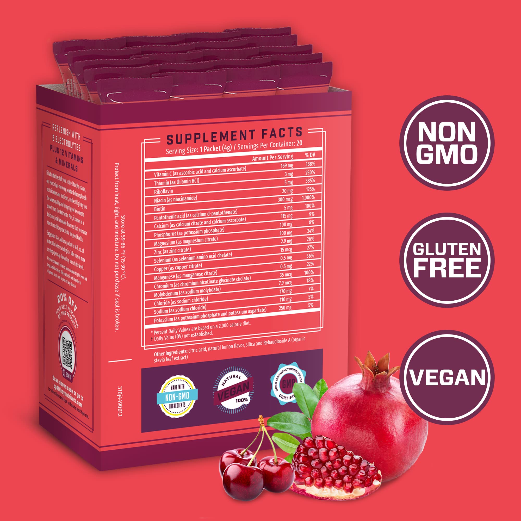 KEY NUTRIENTS Multivitamin Electrolytes Powder Packets - Sweet Cherry-Pom 20 Pack KEY NUTRIENTS buy supplements canada