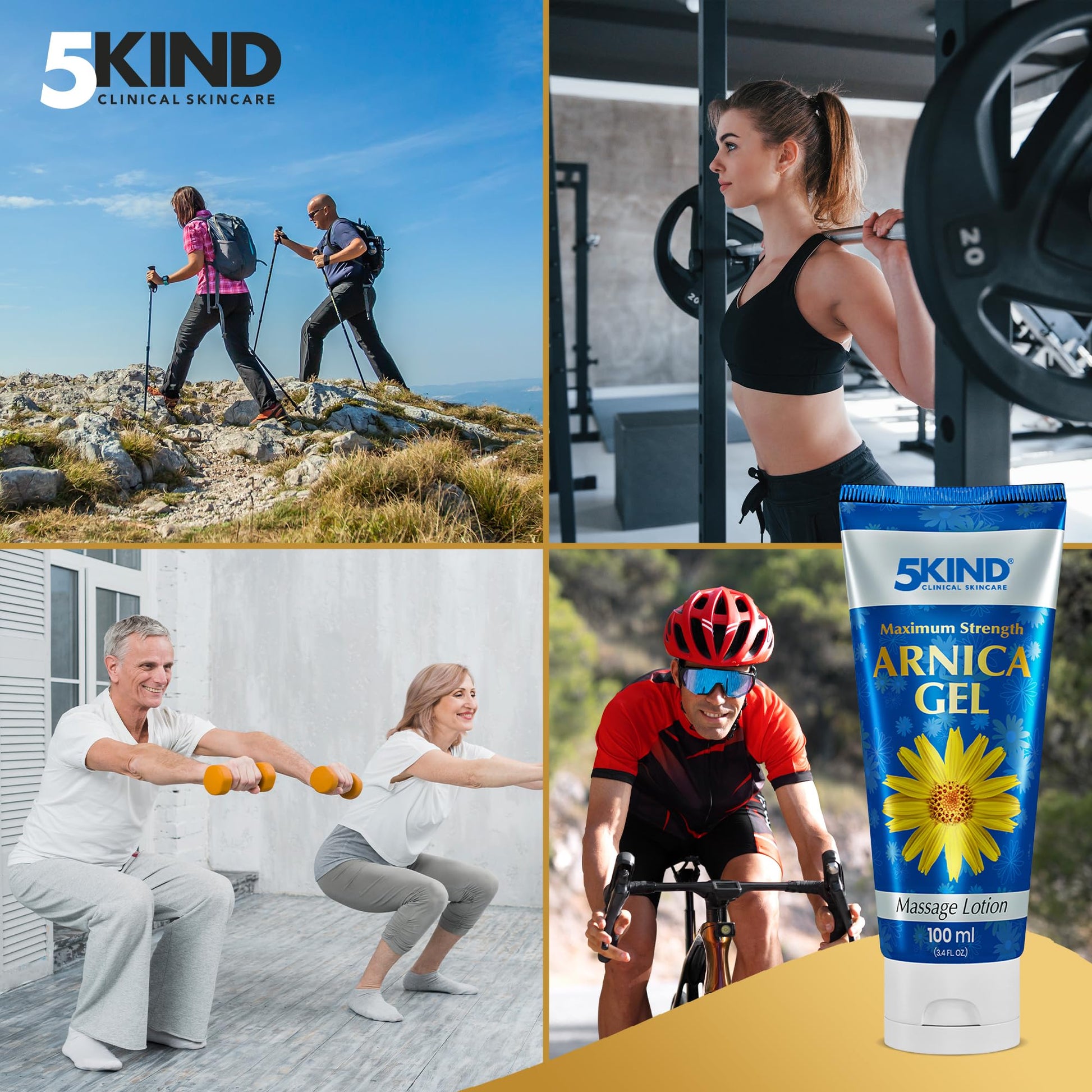 5kind Maximum Strength Arnica Bruise Gel 3.4 Fl Oz - Arnica Gel for Bruising and Swelling - Arnica Montana Gel with High Concentration Extract - Non-Greasy Formula 5kind clinical skincare buy supplements canada