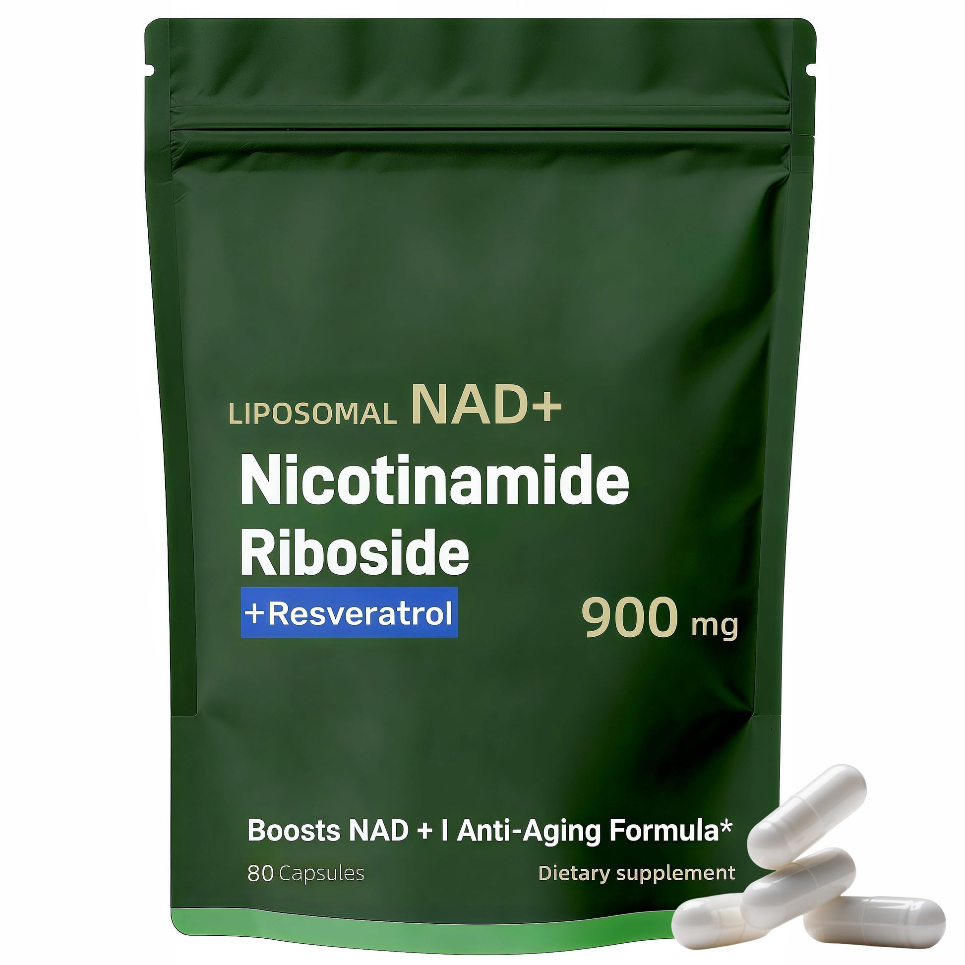 Boqiao NAD+ Supplement - Nicotinamide Riboside & Resveratrol 900mg – Fast-Absorbing Cellular Renewal Capsules for Energy, Anti-Aging & Brain Health – 80 Capsules Boqiao buy supplements canada