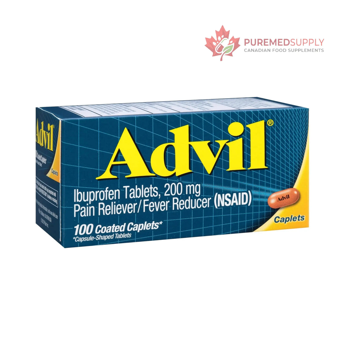 Advil Pain Reliever and Fever Reducer, Pain Relief Medicine with Ibuprofen 200mg for Headache, Backache, Menstrual Pain and Joint Pain Relief - 100 Coated Caplets Advil buy supplements canada