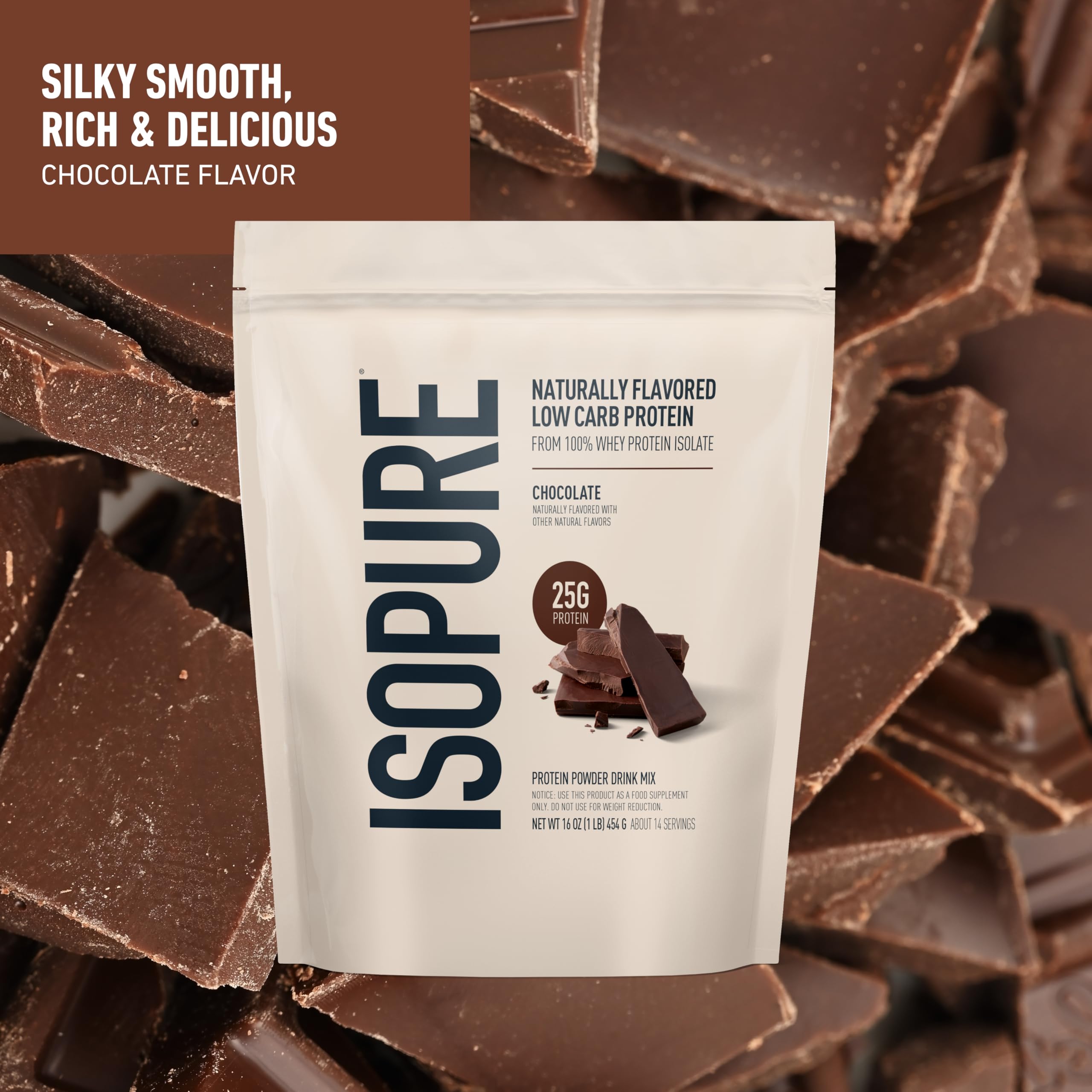 Isopure Low Carb 100% Pure Whey Isolate Protein Powder, Lactose Free, Gluten Free, With Vitamins, Dark Chocolate, 25g Protein Per Serving, 1 Lb, Isopure buy supplements canada