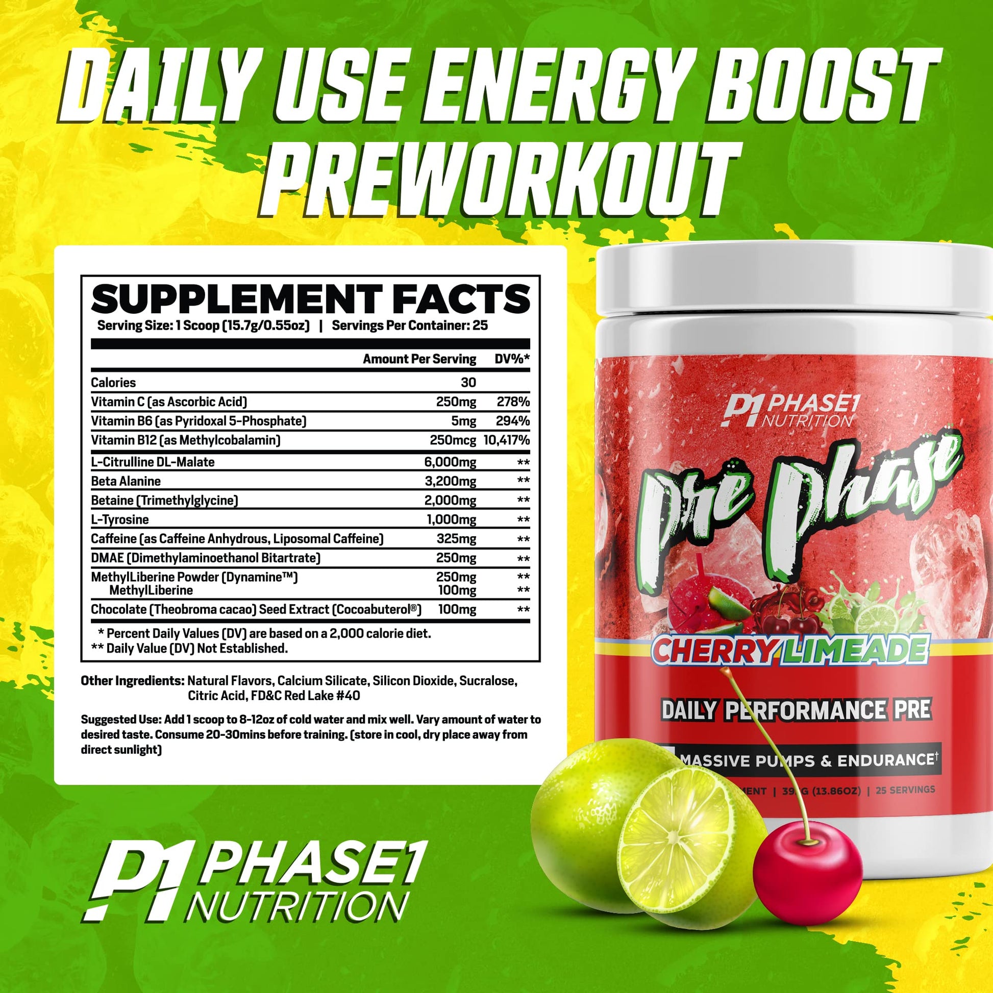 Pre Phase Daily Driver Preworkout - Phase 1 Nutrition (Cherry Limeade, 25 Servings) Phase One Nutrition buy supplements canada