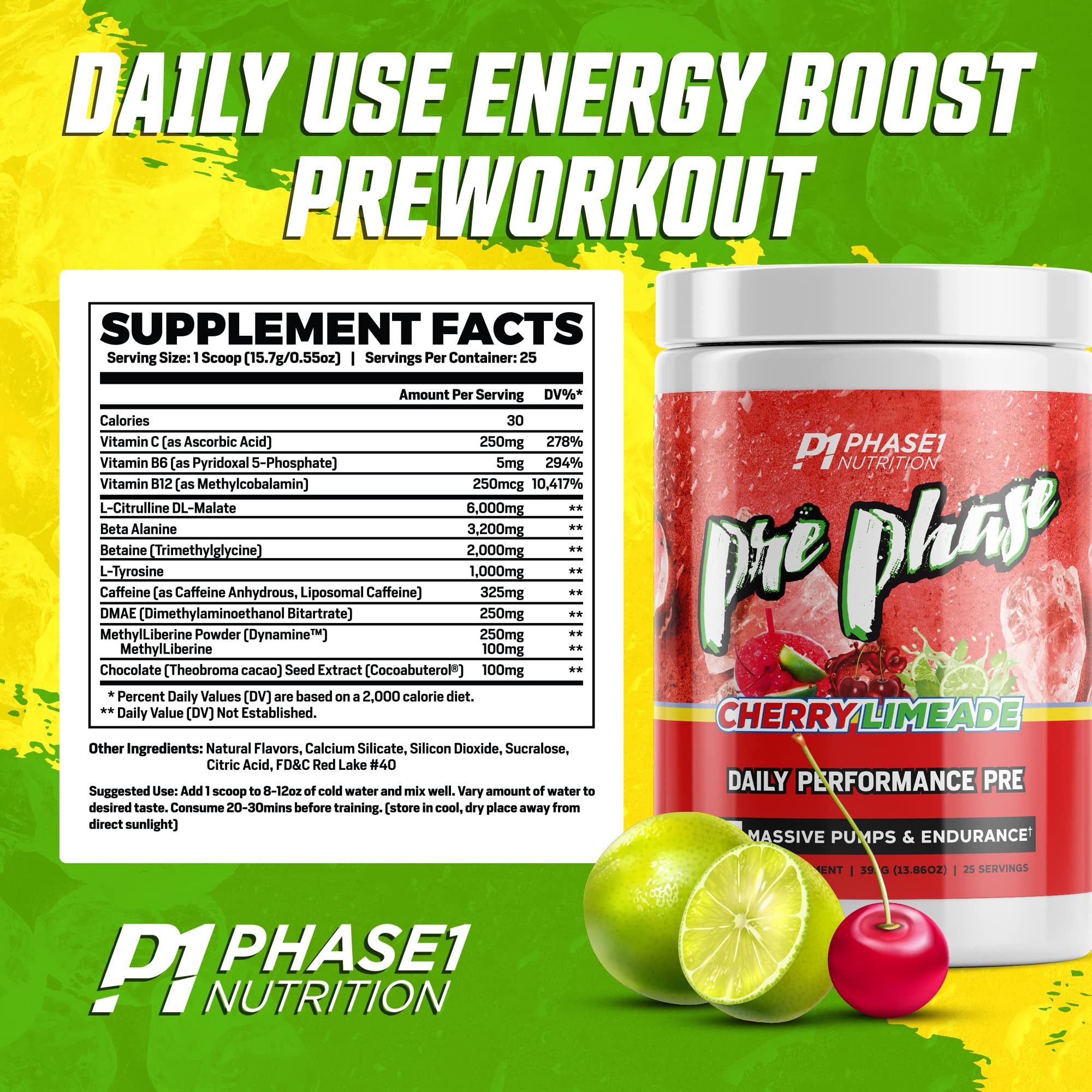 Pre Phase Daily Driver Preworkout - Phase 1 Nutrition (Cherry Limeade, 25 Servings) Phase One Nutrition buy supplements canada