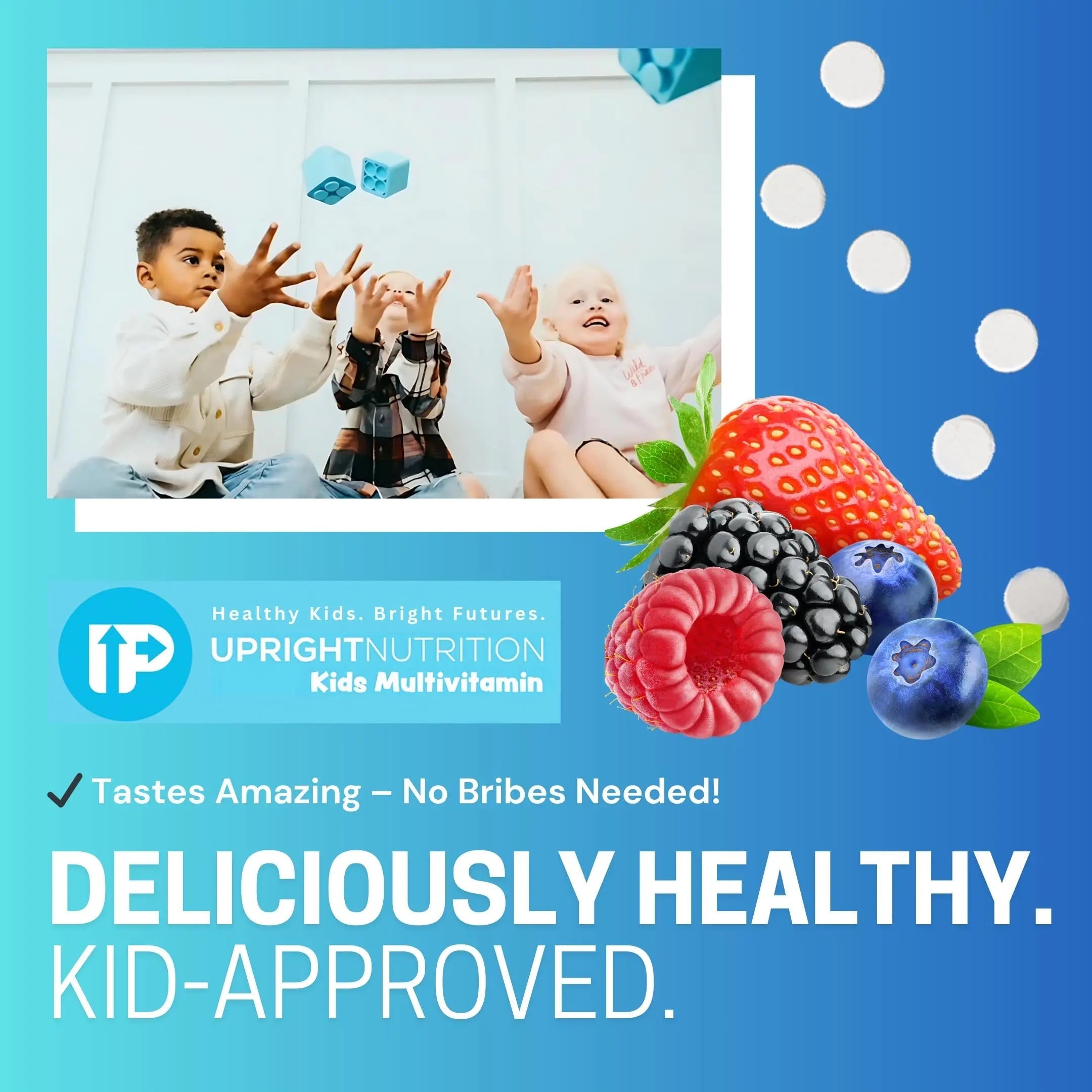 Upright Nutrition Children's Multivitamin | 30 Day Supply | Chewable, Sugar-Free | 17+ Essential Vitamins & Minerals with 50mg of Fruits & Veggies Upright Nutrition buy supplements canada