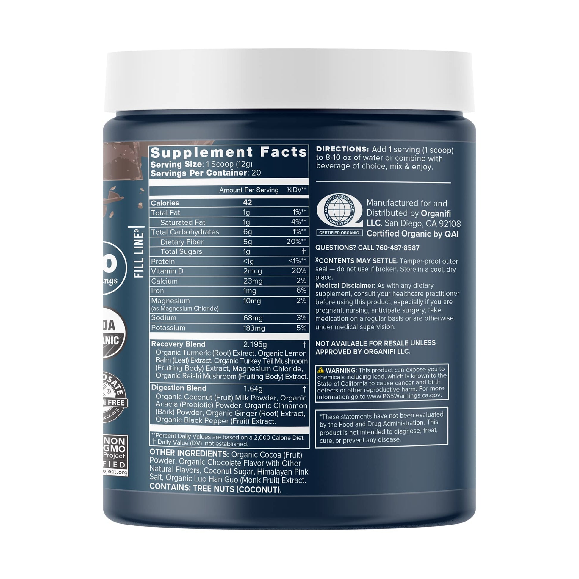 Organifi - Gold Chocolate - Superfood Supplement Powder - 20 Day Supply - Supports Rest Organifi buy supplements canada