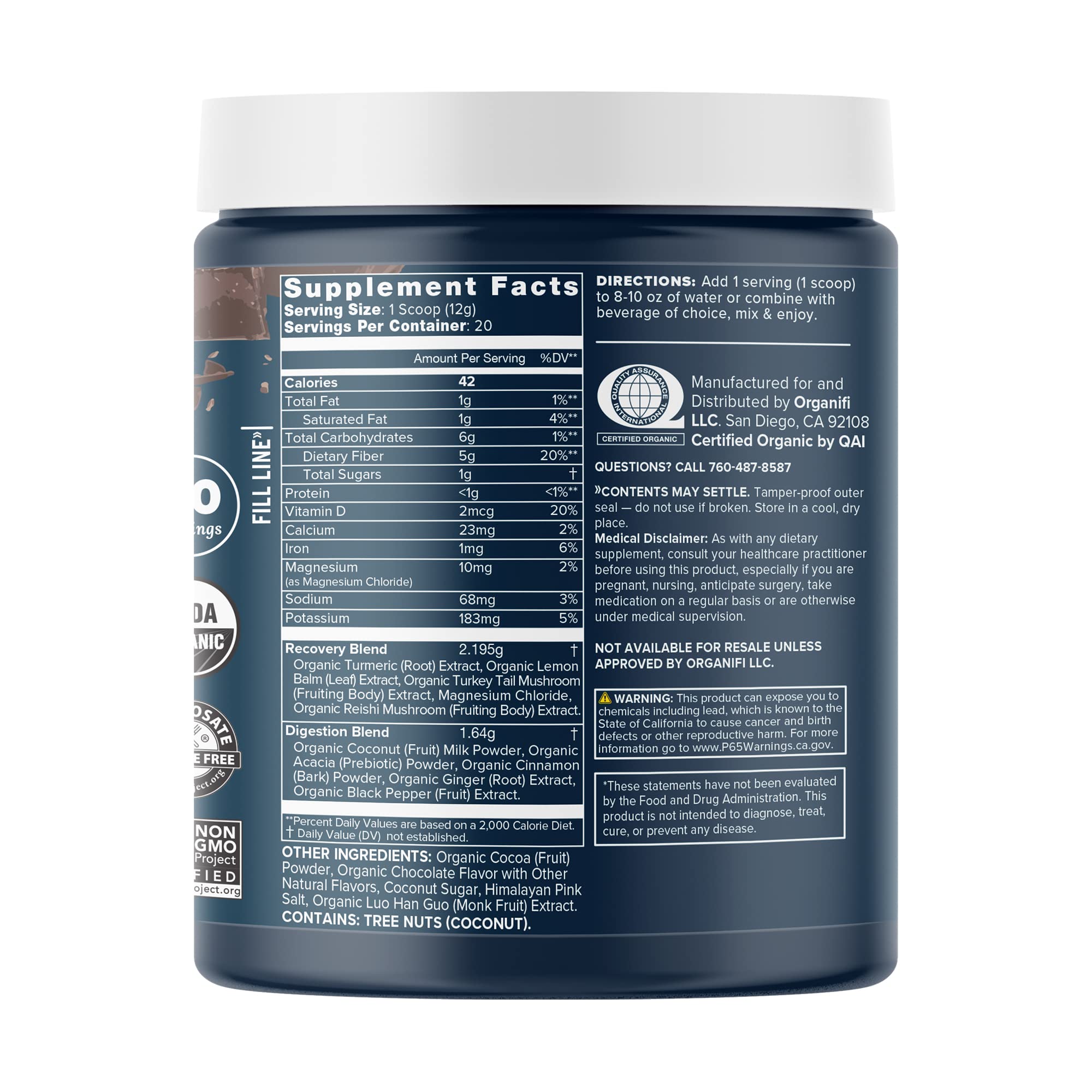 Organifi - Gold Chocolate - Superfood Supplement Powder - 20 Day Supply - Supports Rest Organifi buy supplements canada