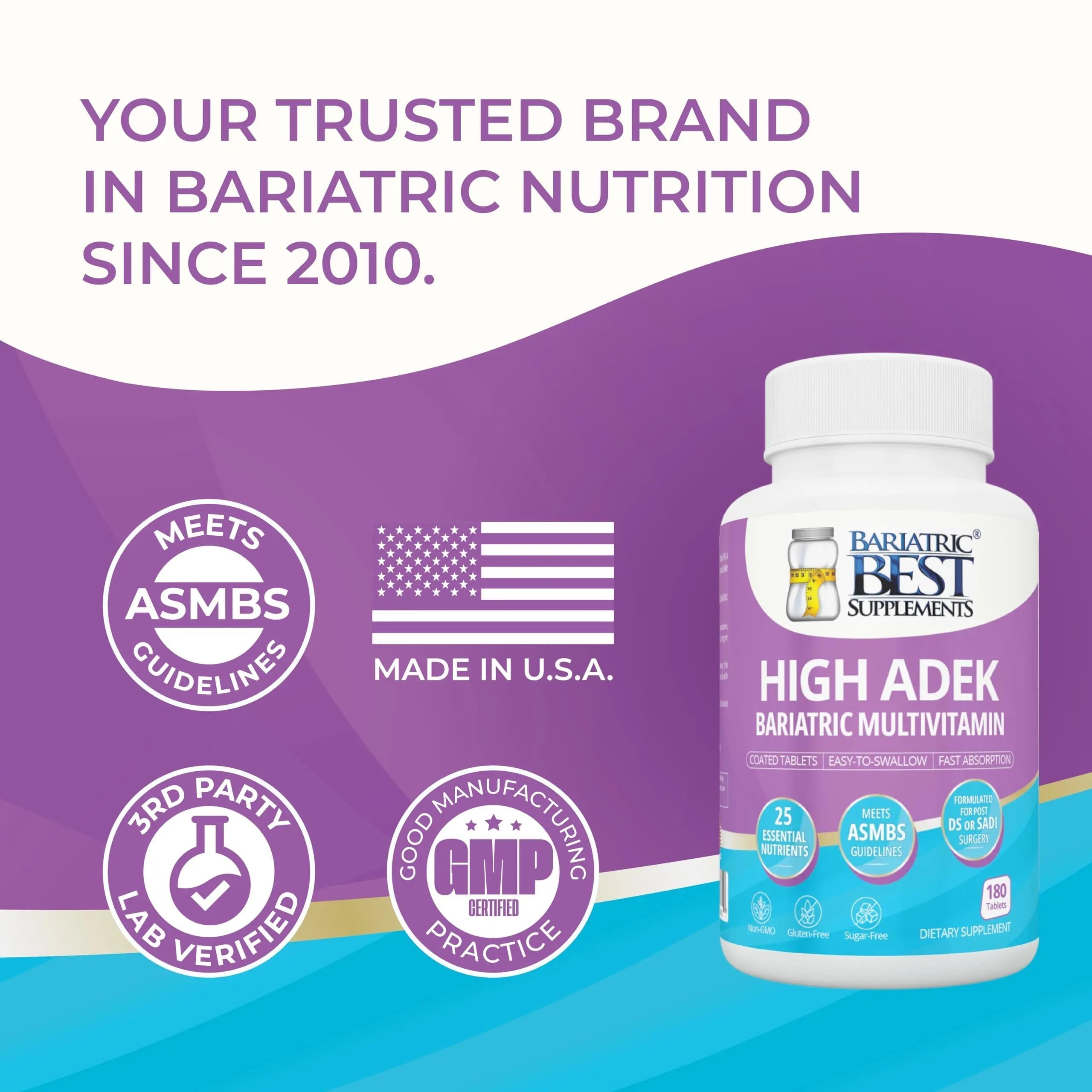 High A D E K Bariatric Multivitamin for Post DS/SADI Surgery, 25 Essential Nutrients for Post-Weight Loss Surgery, 180 Tablets Bariatric Best Supplements buy supplements canada