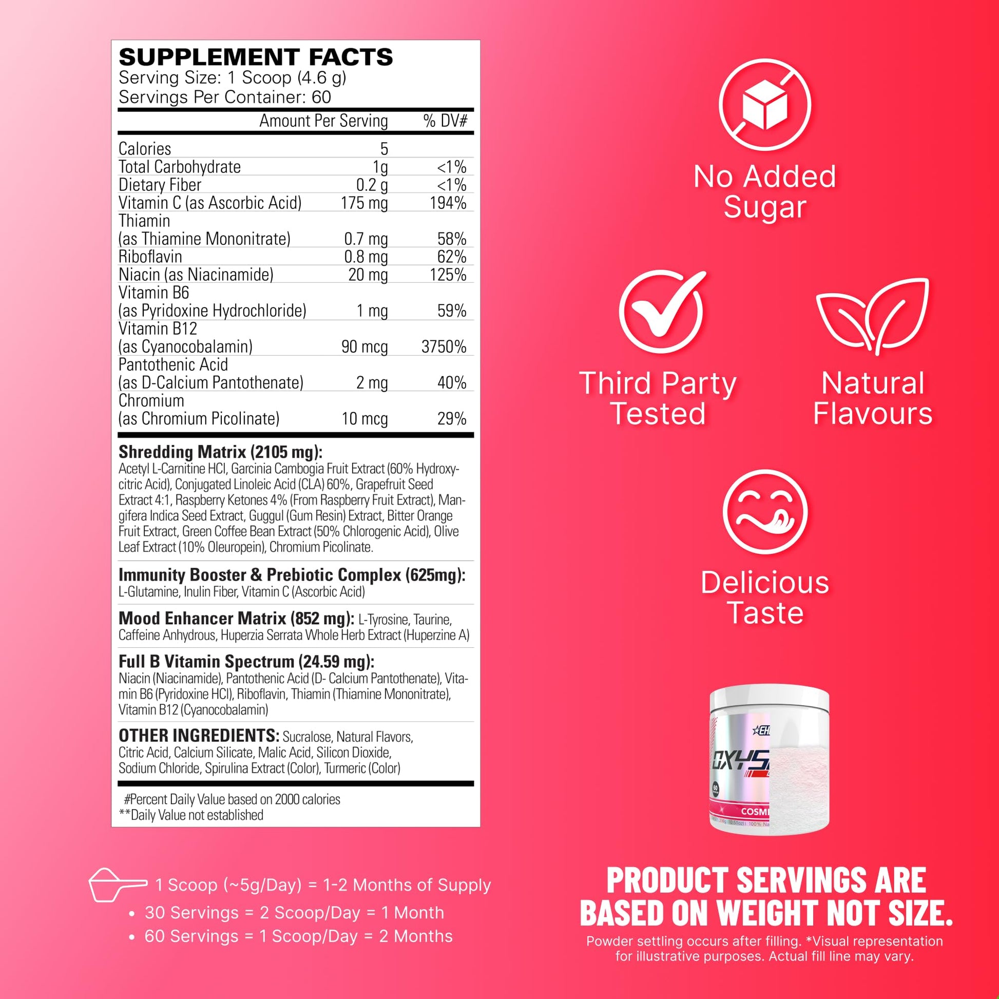 EHP Labs OxyShred Pre Workout Powder - Preworkout Powder with L Glutamine & Acetyl L Carnitine, Energy Boost Drink - Cosmic Blast, 60 Servings EHP Labs buy supplements canada
