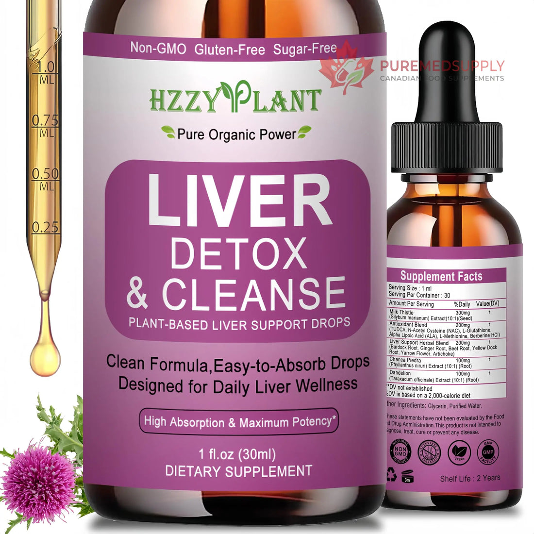 Liver Cleanse Detox & Repair Drops - Liquid Liver Support Tincture with Milk Thistle, Dandelion, Artichoke, TUDCA, NAC, Chanca Piedra - 15-in-1 Advanced Liver Detox Health Supplement - Vegan, Non-GMO HZZYPLANT buy supplements canada