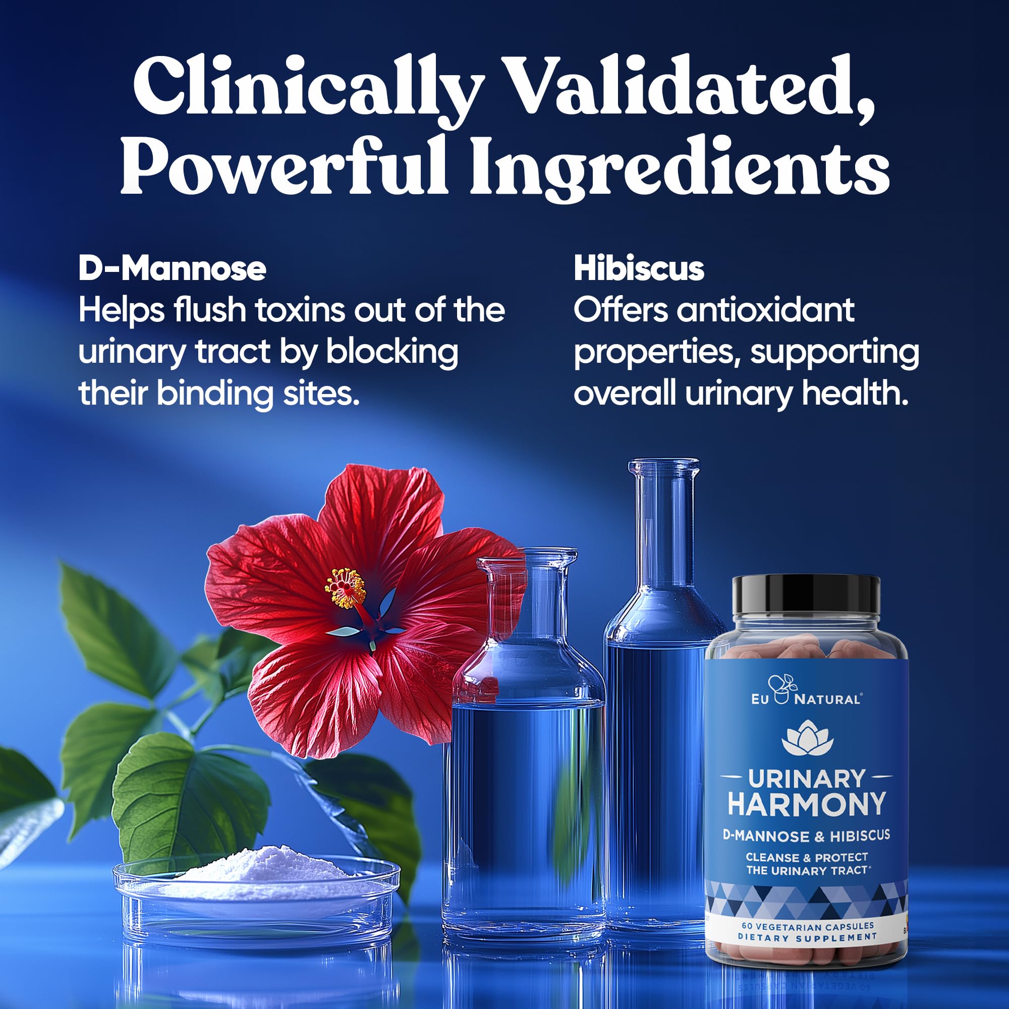 Eu Natural Urinary Harmony D-Mannose Supplement - Urinary Tract Health for Women - Fast-Acting Urinary Cleanse & Flush with Clinical-Strength D-Mannose & Hibiscus - 60 Capsules Eu Natural buy supplements canada