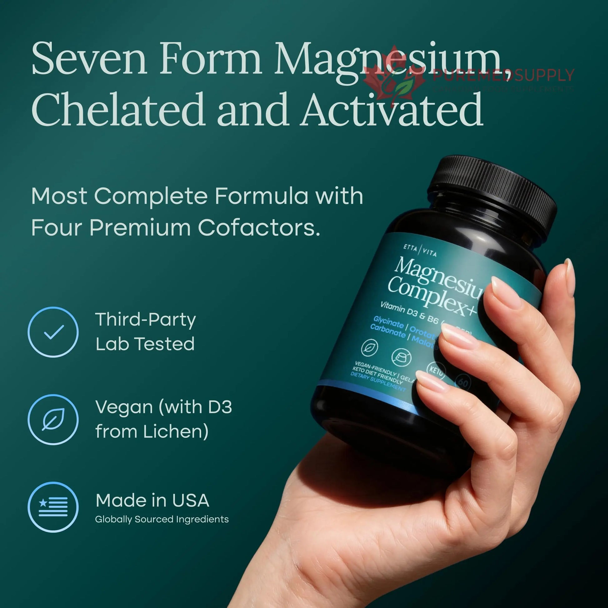 Magnesium Glycinate Complex 500mg (7-in-1) with D3, B6 (P5P) & Manganese - Multi-Form Blend - Supports Sleep & Muscle Health [Oxide-Free] Etta Vita buy supplements canada